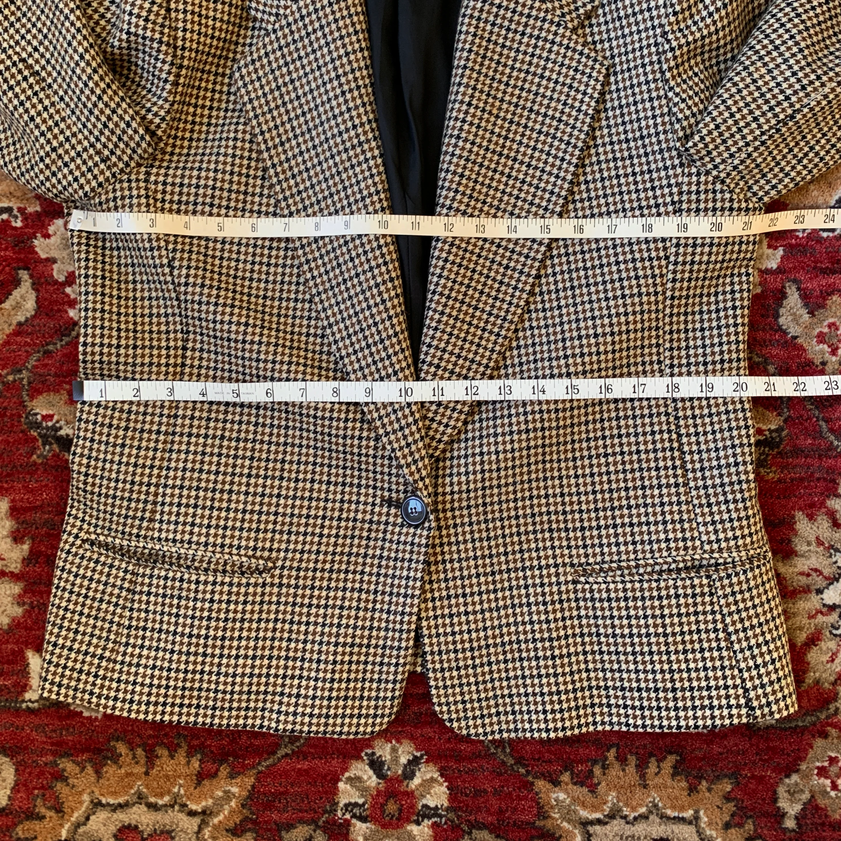 Brown Tan Black Houndstooth Wool Blazer By Rafaella - Image 8