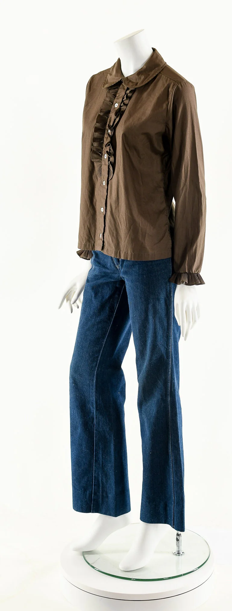 Brown Tuxedo Ruffled Dress Shirt by Ship N' Shore - Image 10