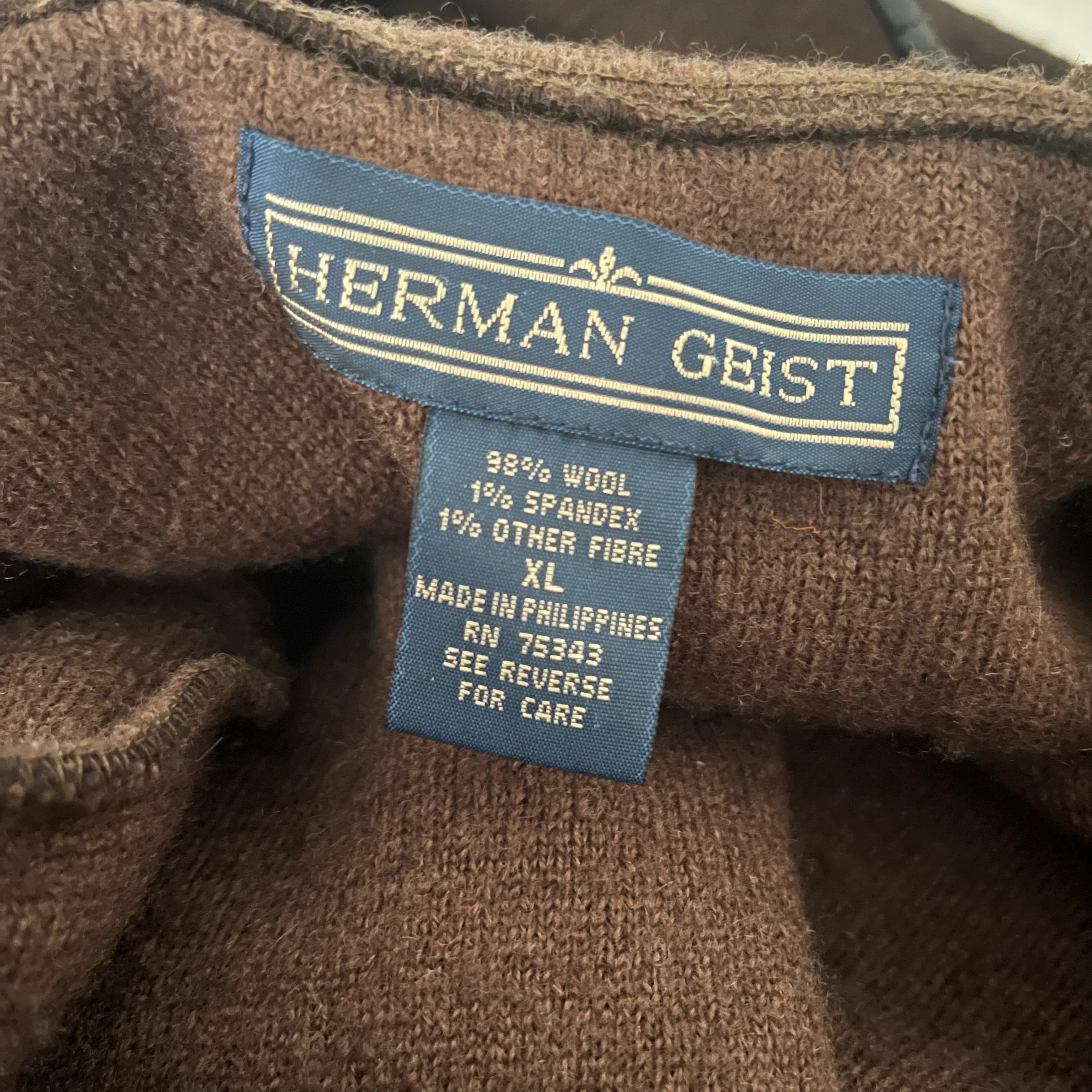 Brown Wool Coat Hood Snap Front Zip Pockets Xl By Herman Geist - Image 5