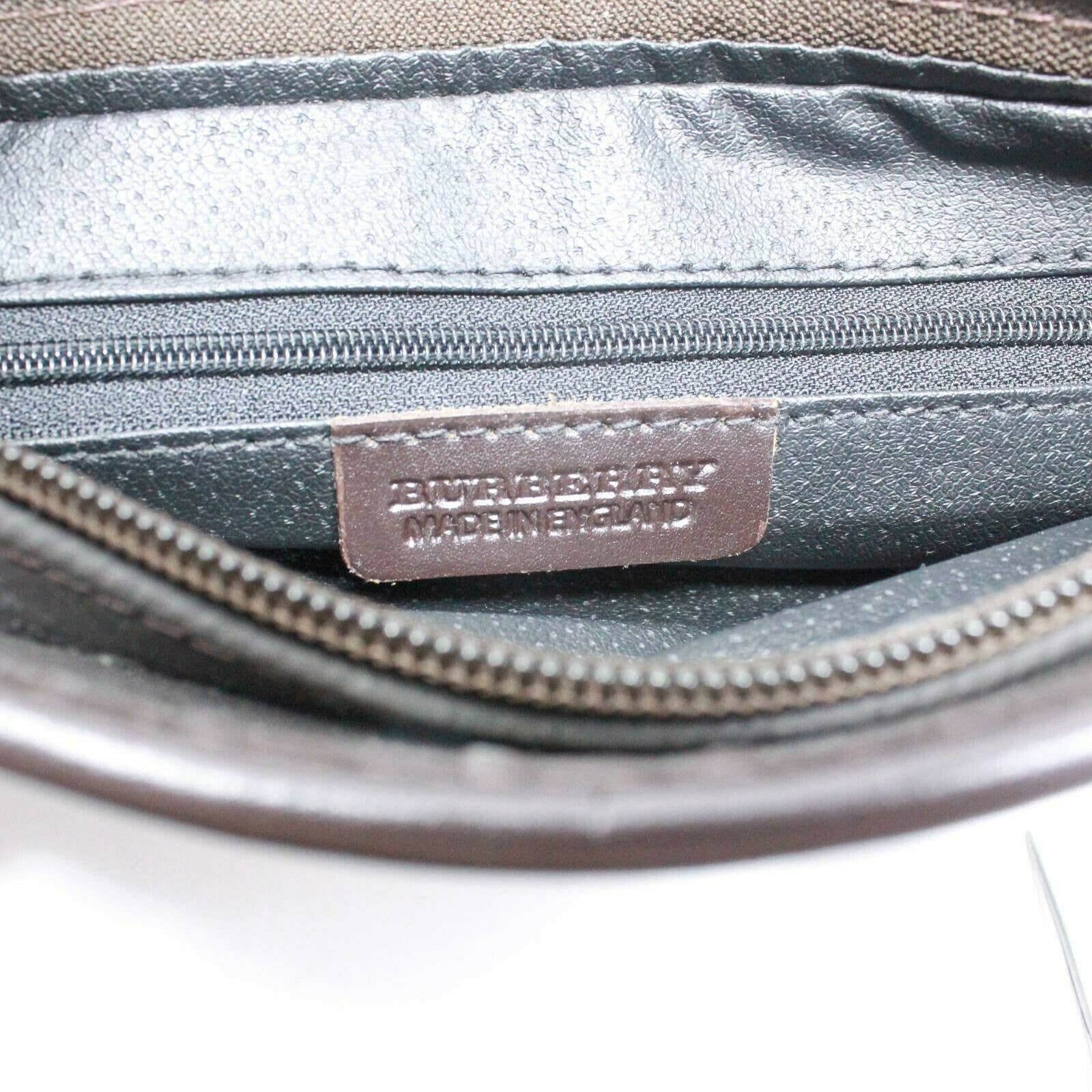 Burberry Vintage Womens Mini Tote Bag Brown Gray Plaid Pocket Dual Handle Zipper by Burberry - Image 3