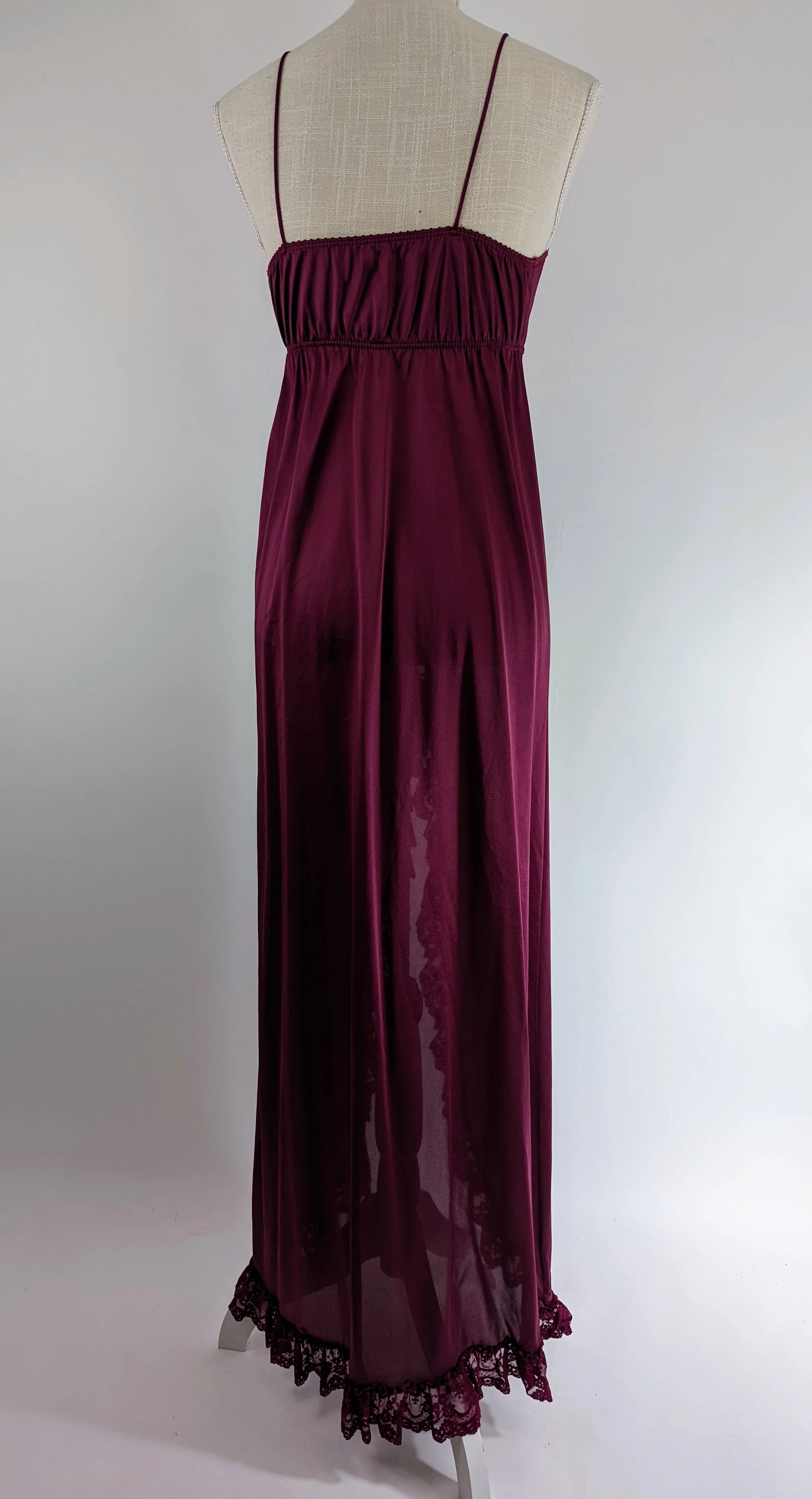 Burgandy Lace Ruffle Nightgown with Ribbon by Flair - Image 2