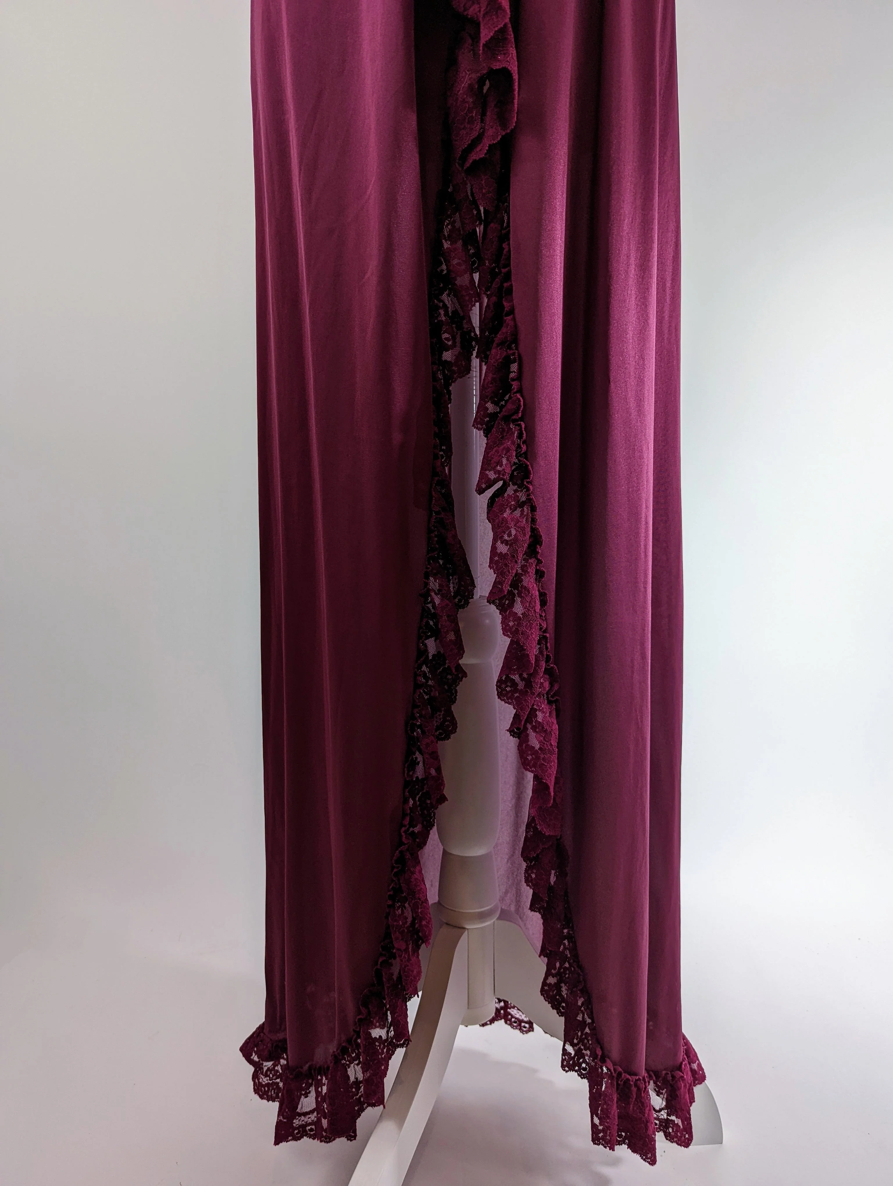 Burgandy Lace Ruffle Nightgown with Ribbon by Flair - Image 3