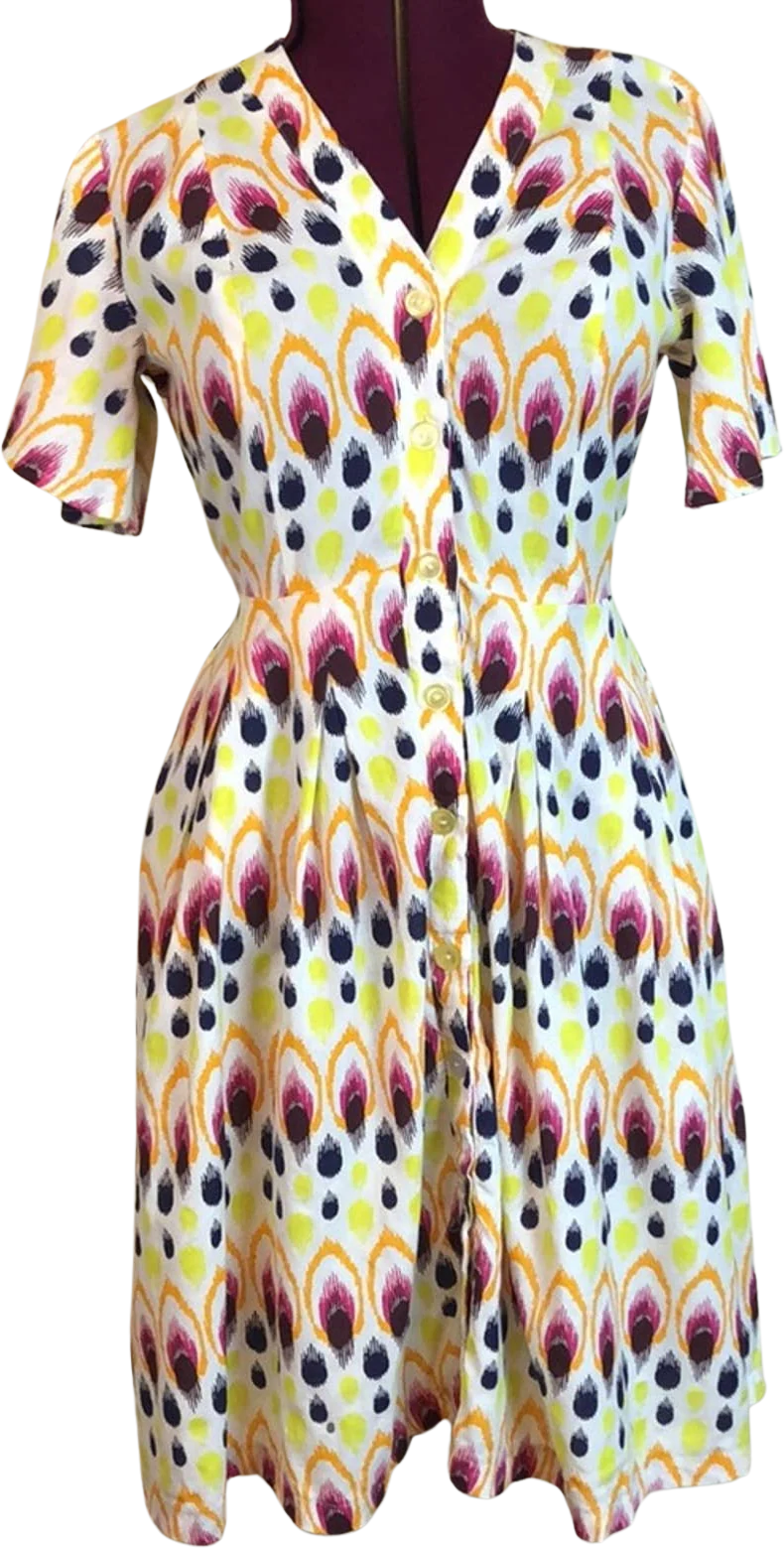 Button Front Peacock Shirtdress Medium