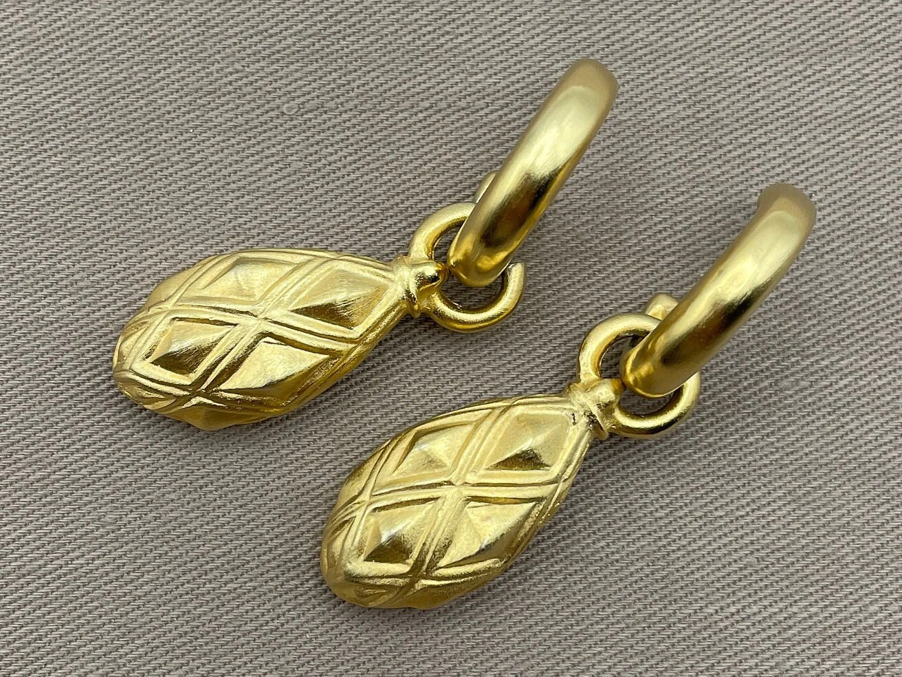 Byzantine Etruscan Matte Gold Dangle Statement Earrings for Pierced Ears - Image 4