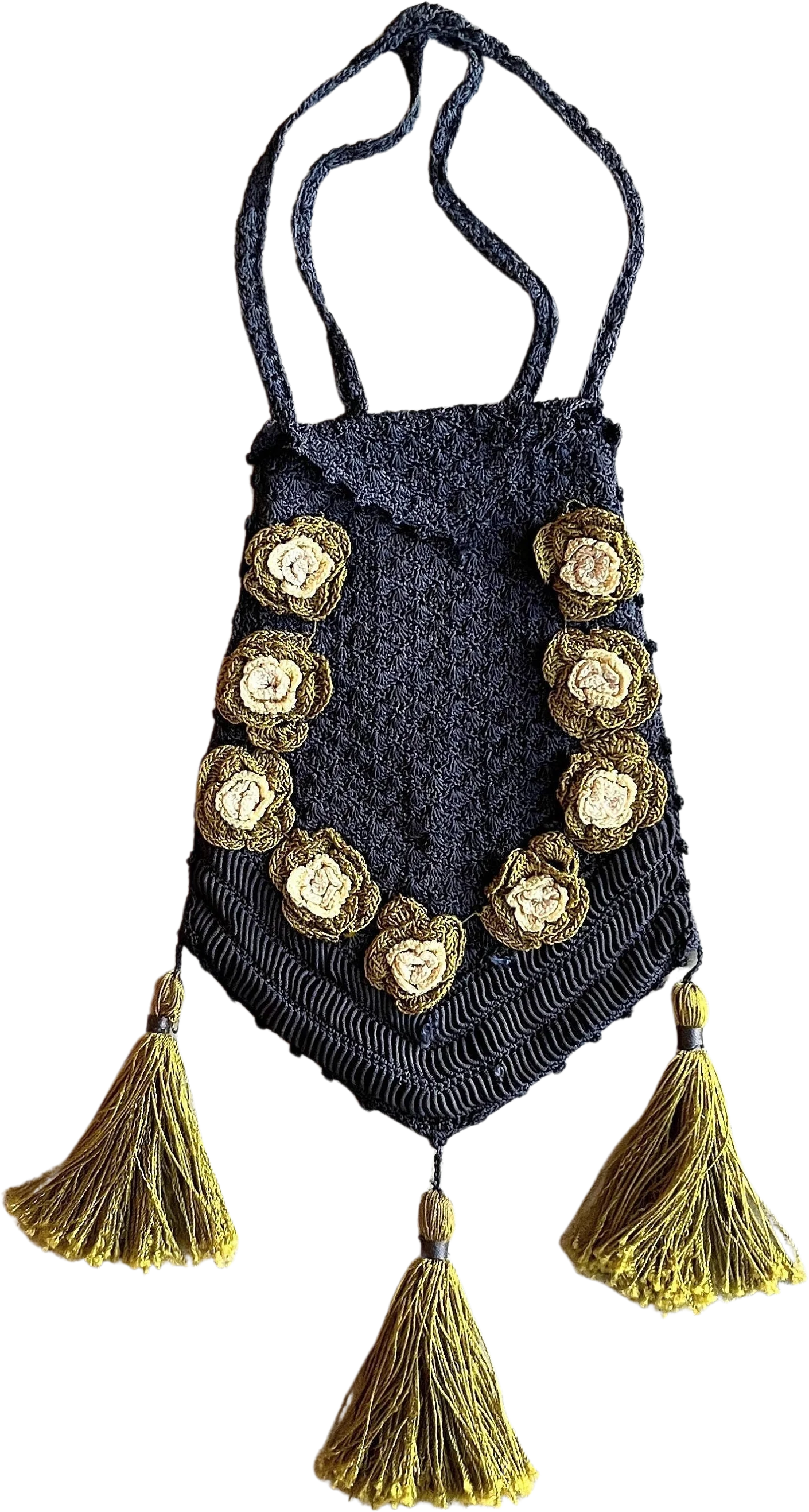 C. 10s-20s Crochet Purse Antique Vintage Edwardian Historical Fashion