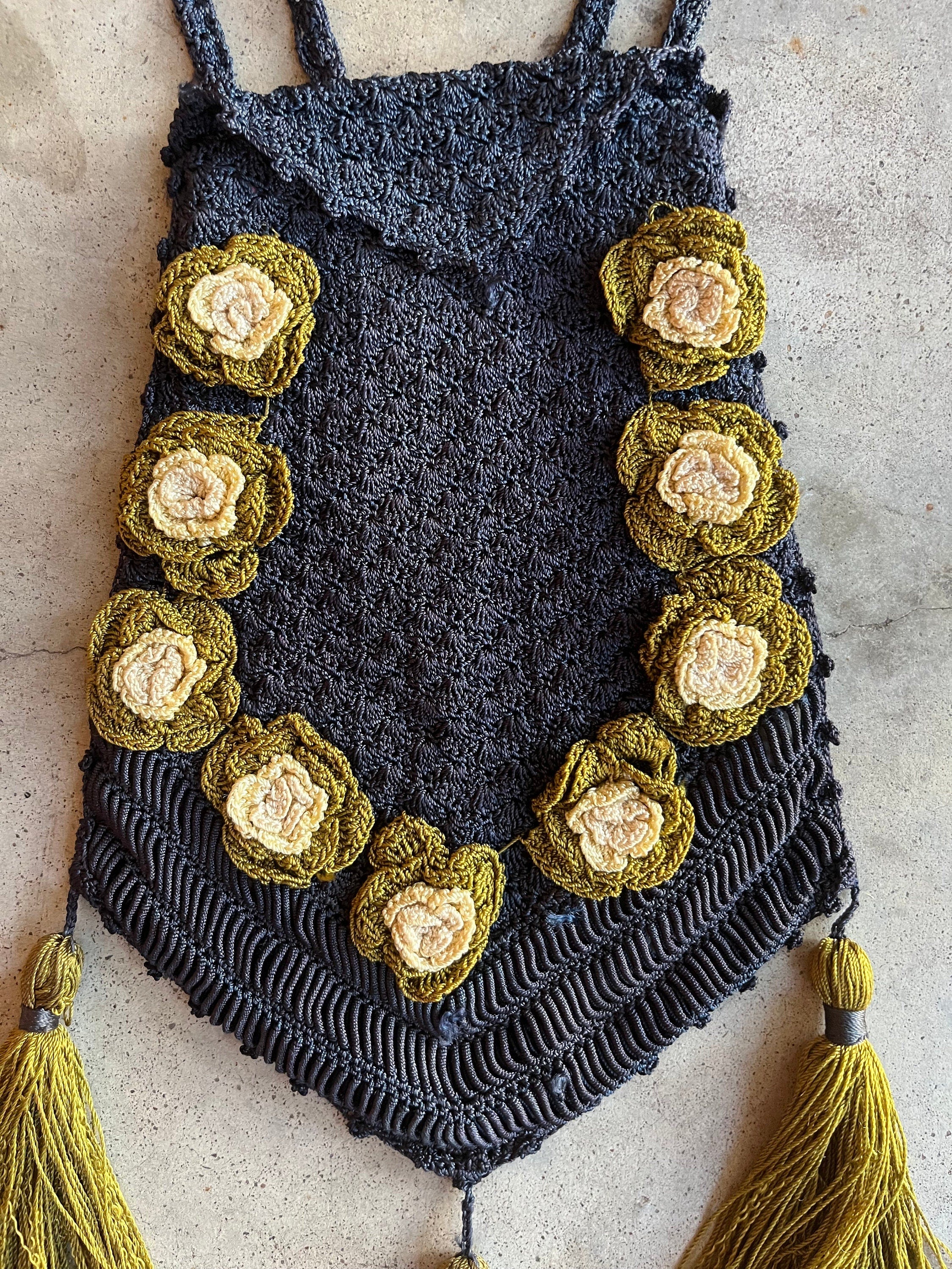 C. 10s-20s Crochet Purse Antique Vintage Edwardian Historical Fashion - Image 4