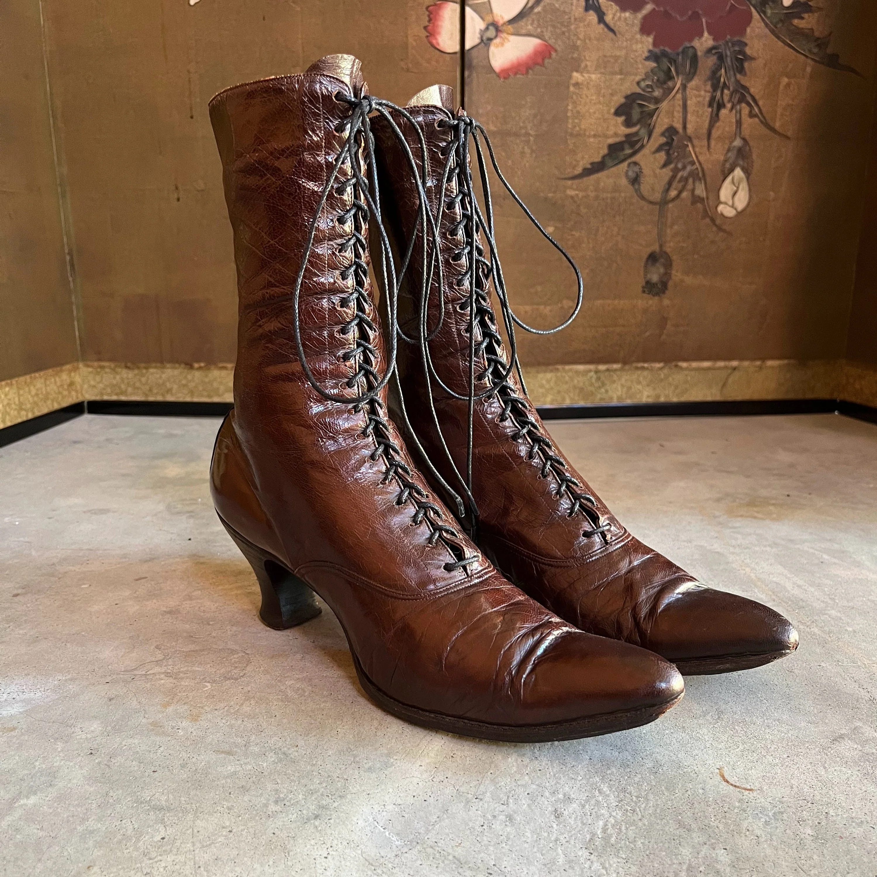 C. 10s Louis Heel Brown Boots Approx Sz 7-7. 5 Antique Victorian Boots Edwardian Shoes Historical Fashion - Image 4