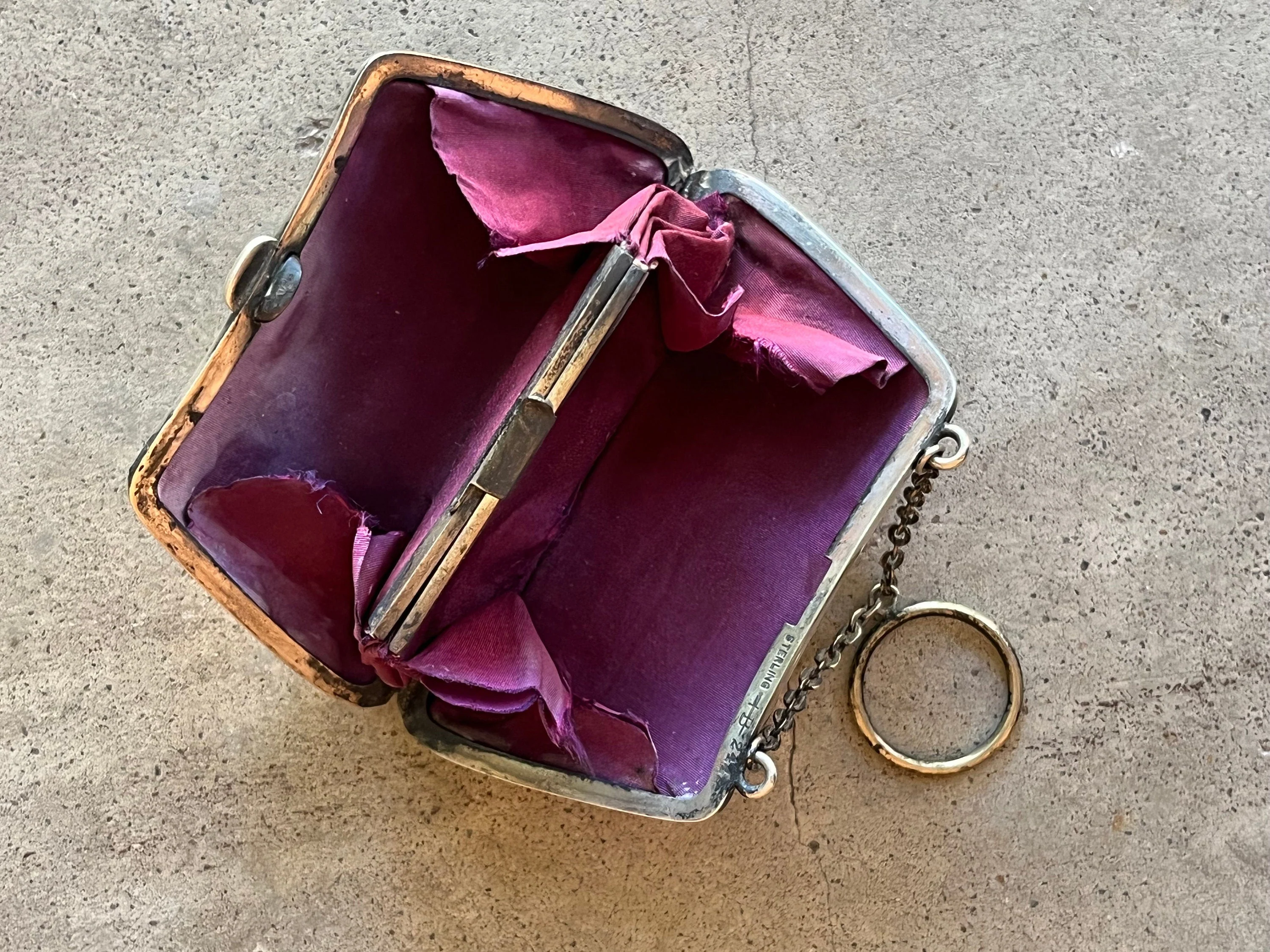 C. 10s Sterling Silver Chatelaine Purse by R. Blackinton and Co. Antique Edwardian Accessories - Image 5