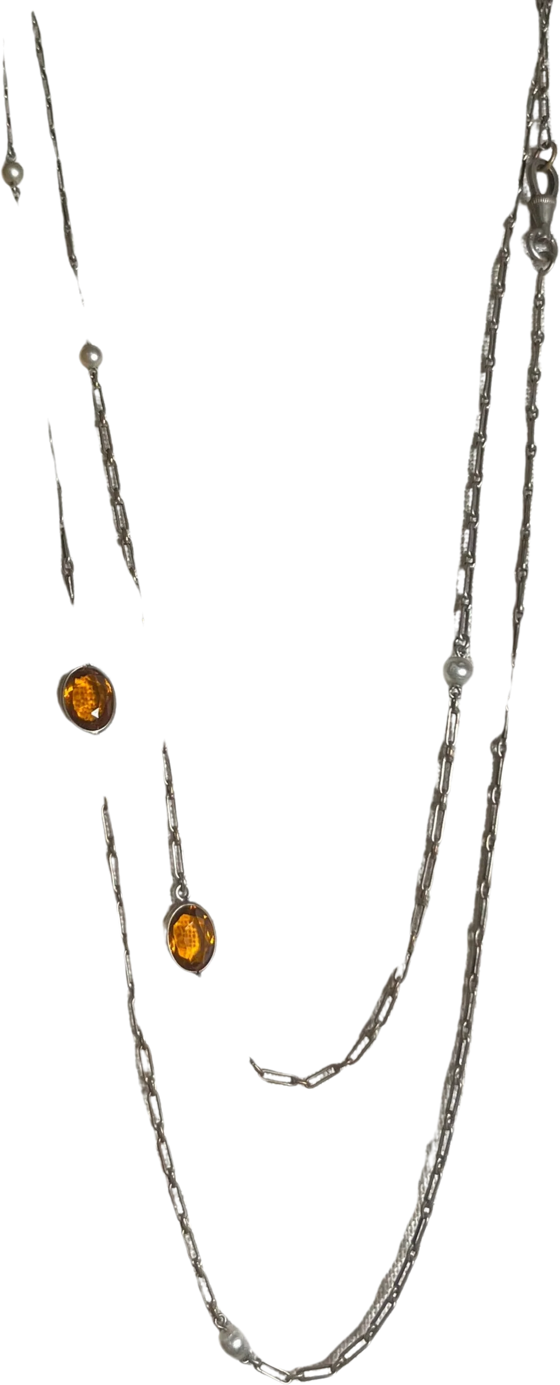 C. 20s Silver Long Guard Chain Antique Necklace Vintage Jewelry - Image 2