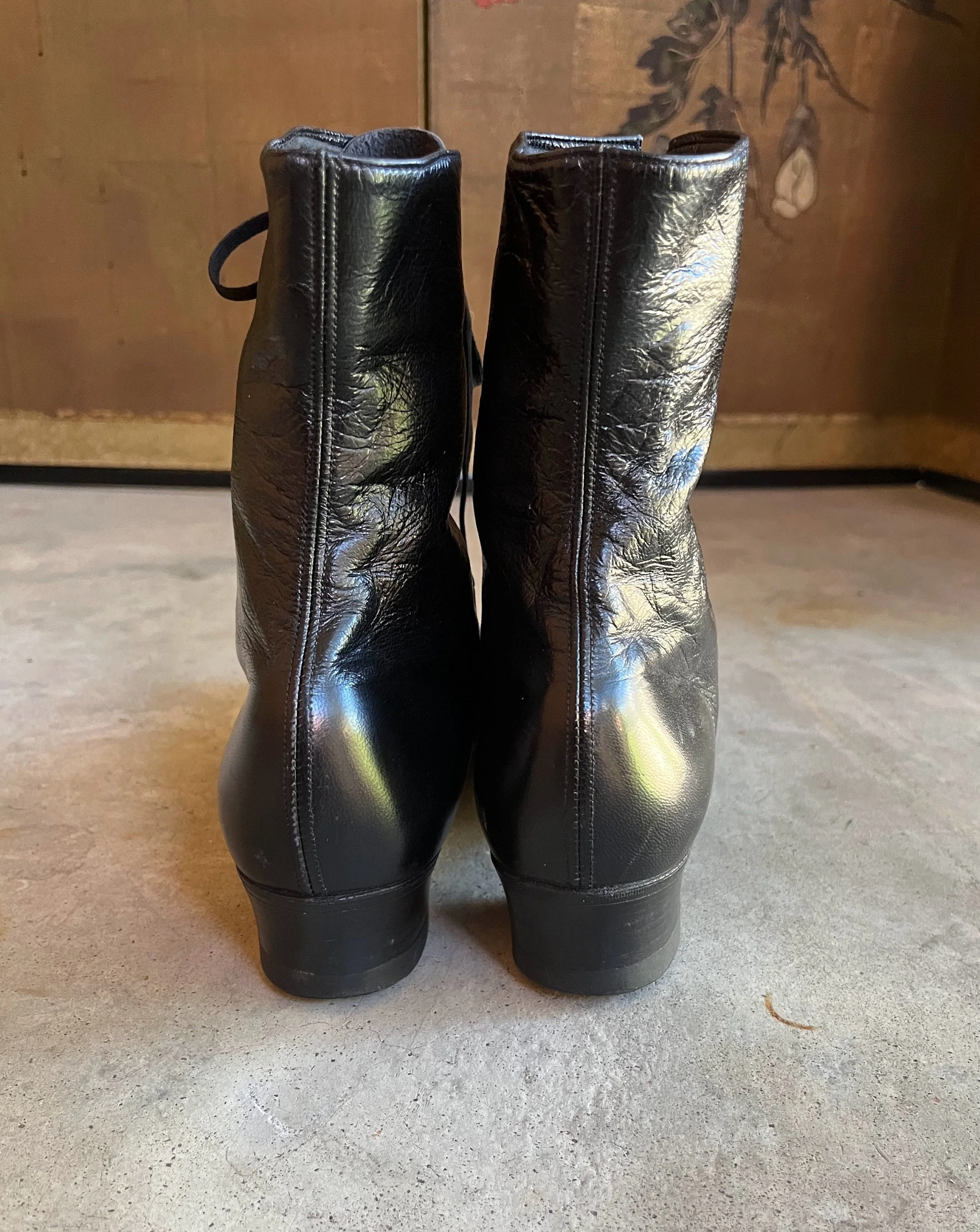 C. 30s Black Boots Approx Sz 7 Antique Shoes Vintage Clothing Historical Fashion - Image 7