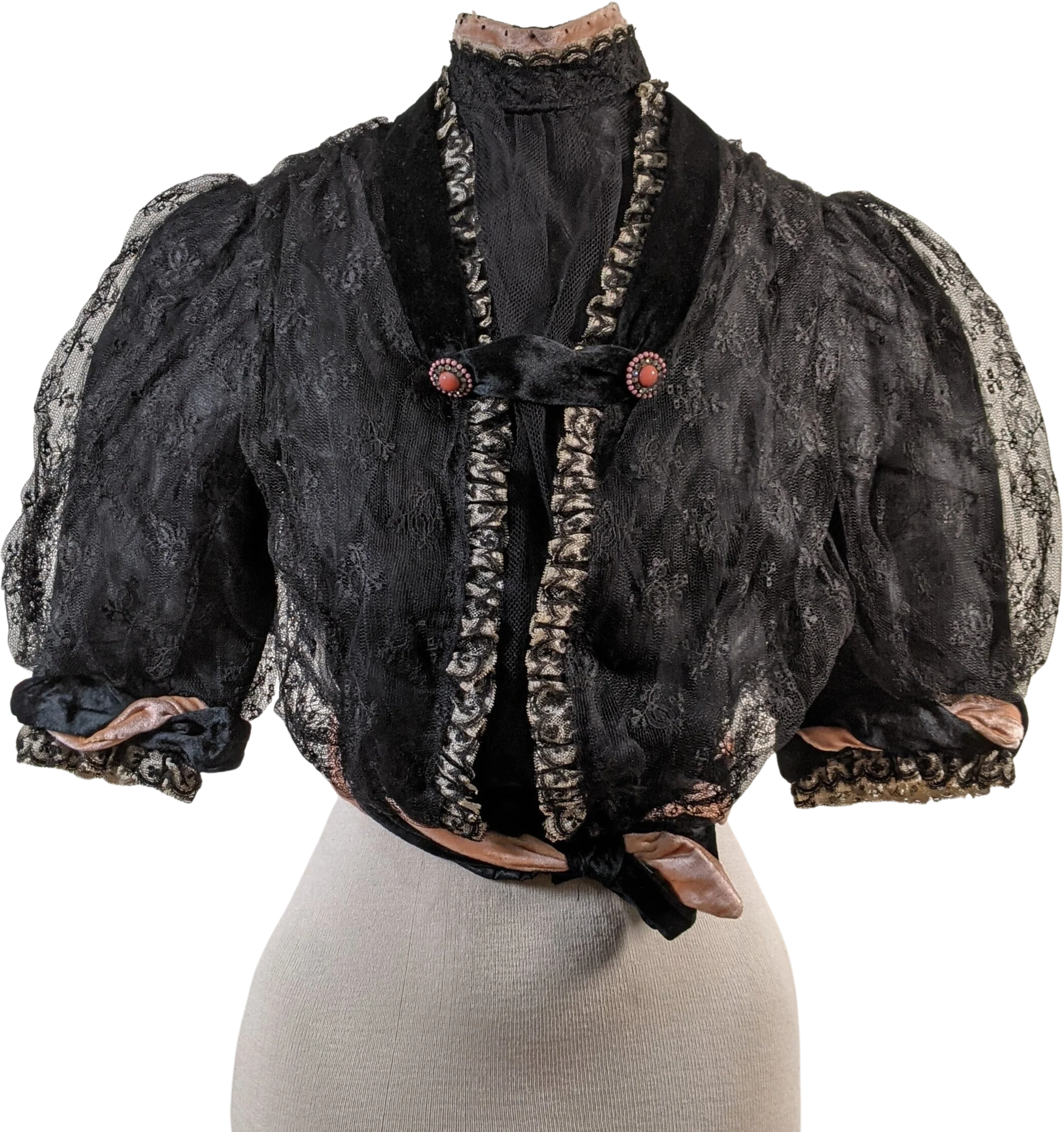 C. Edwardian Black Pink Silk Bodice Antique Clothing Edwardian Shirtwaist Blouse Historical Fashion
