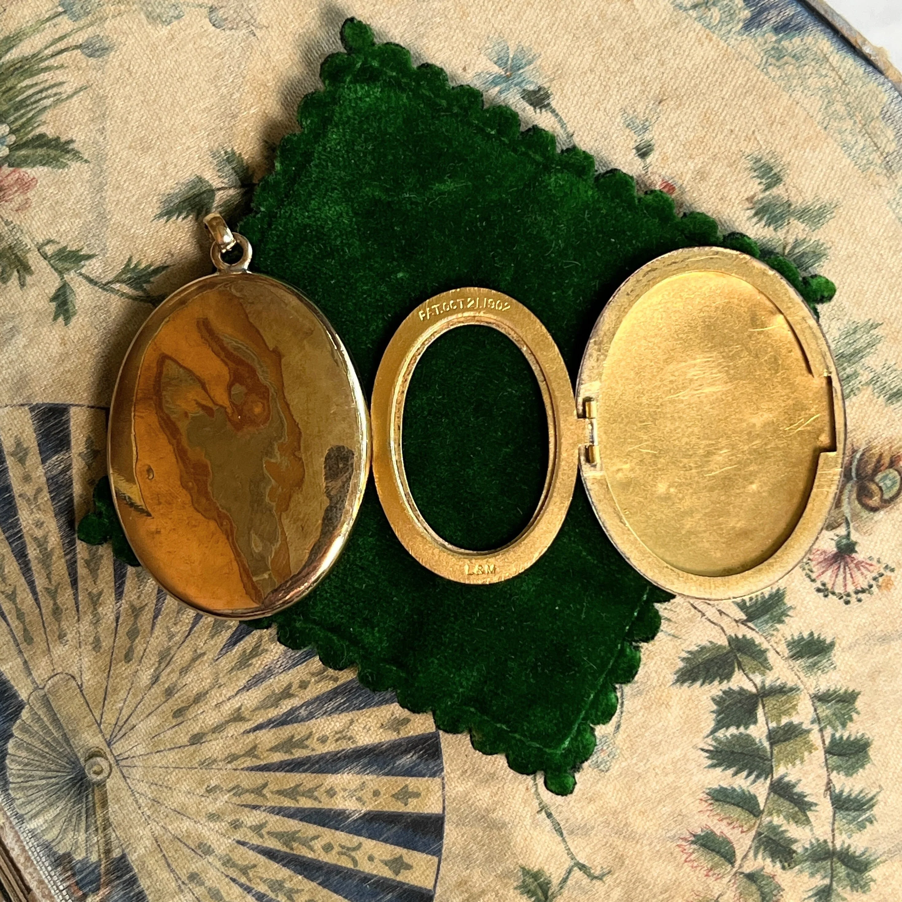 C. Edwardian Gold Filled Three Photo Locket Antique Edwardian Art Nouveau Jewelry - Image 5