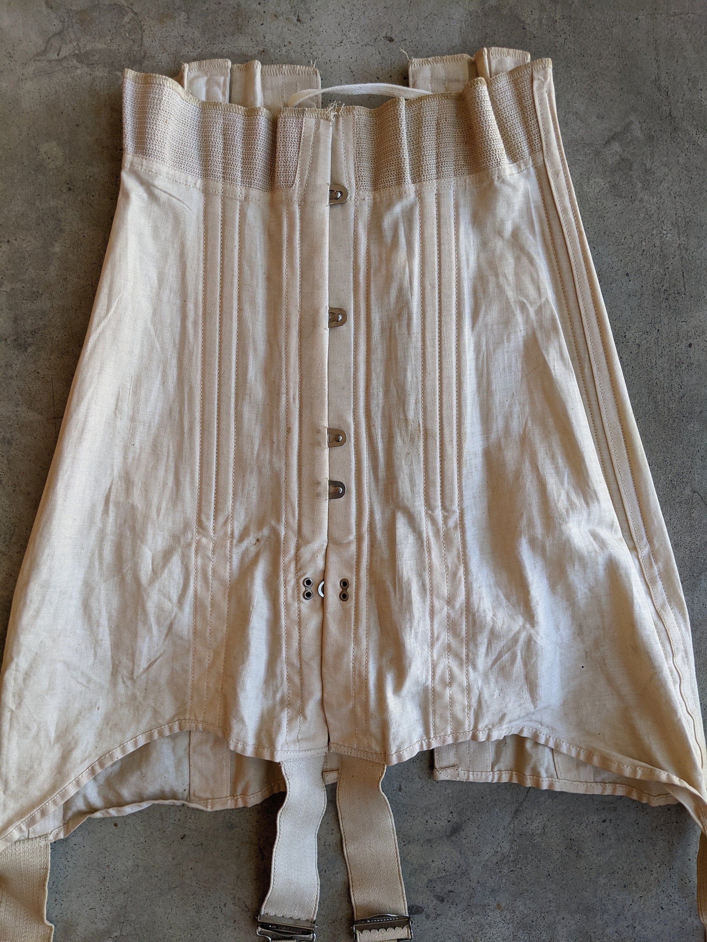 C. Late 10s Corset - 19" Waist Antique Edwardian Lingerie Historical Fashion - Image 2