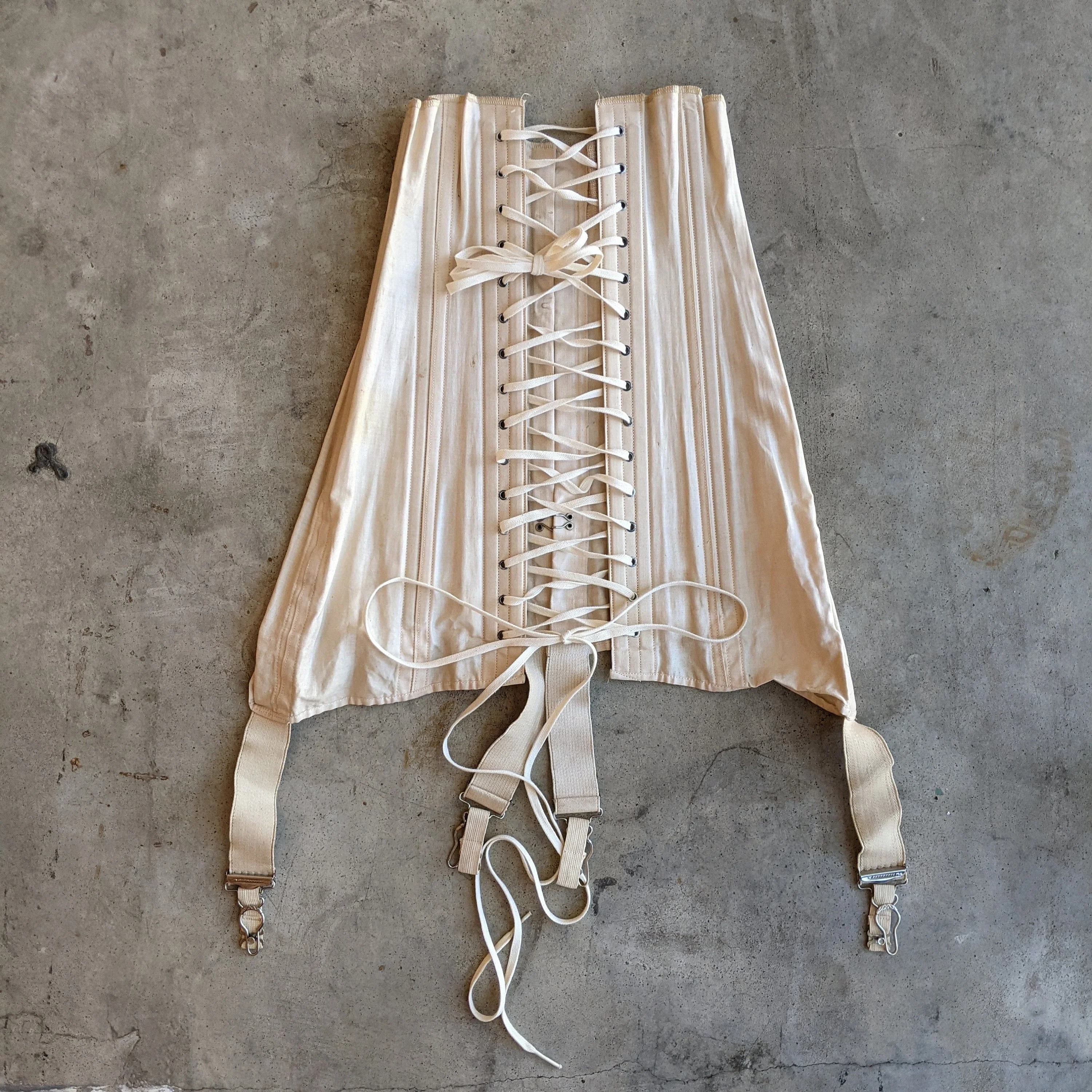 C. Late 10s Corset - 19" Waist Antique Edwardian Lingerie Historical Fashion - Image 4