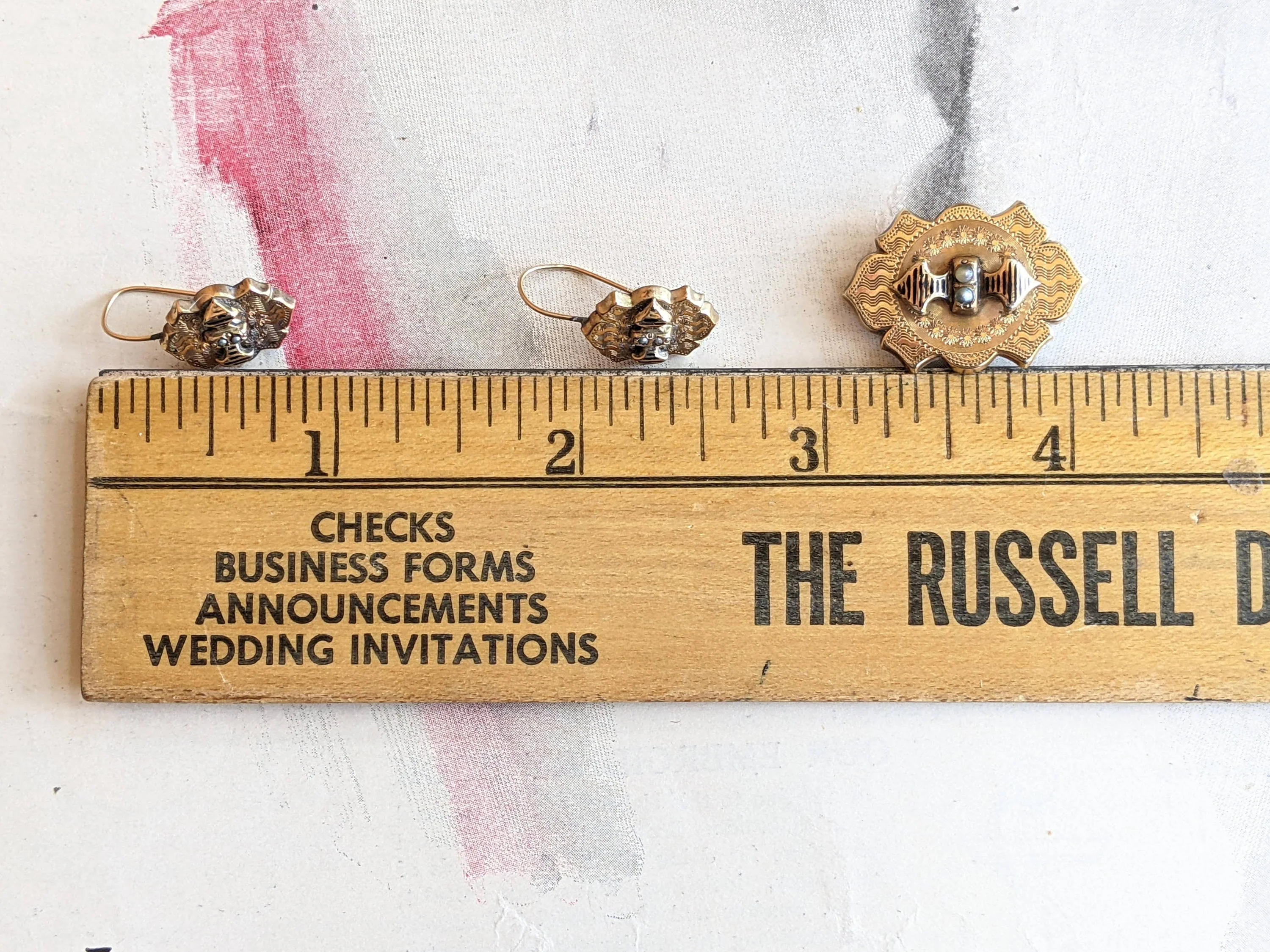 C. Victorian 9k Gold Demi Parure Earrings Brooch Antique Victorian Jewelry - Image 4