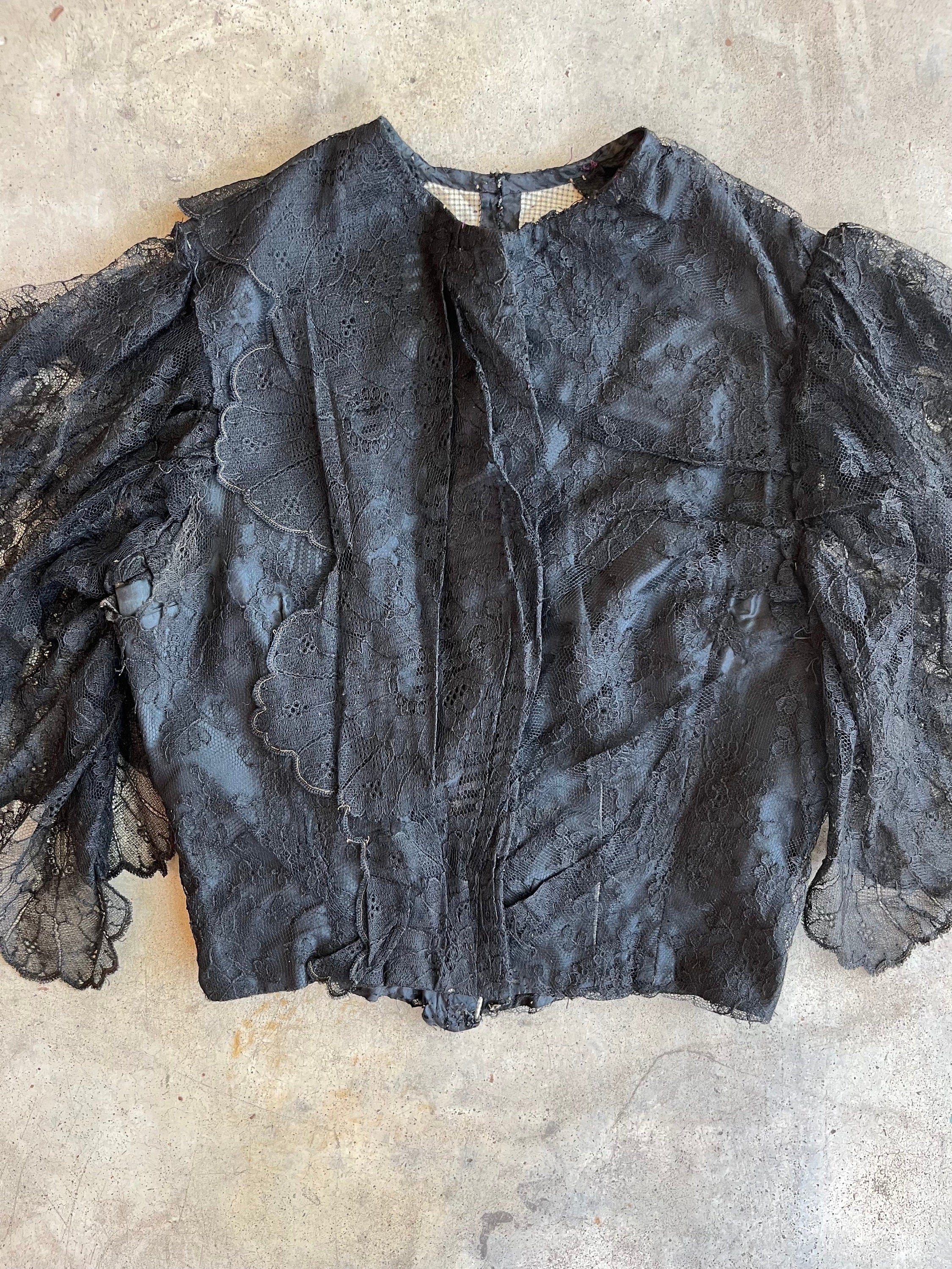 C. Victorian Black Lace Bodice Antique Victorian Clothing Historical Fashion - Image 3