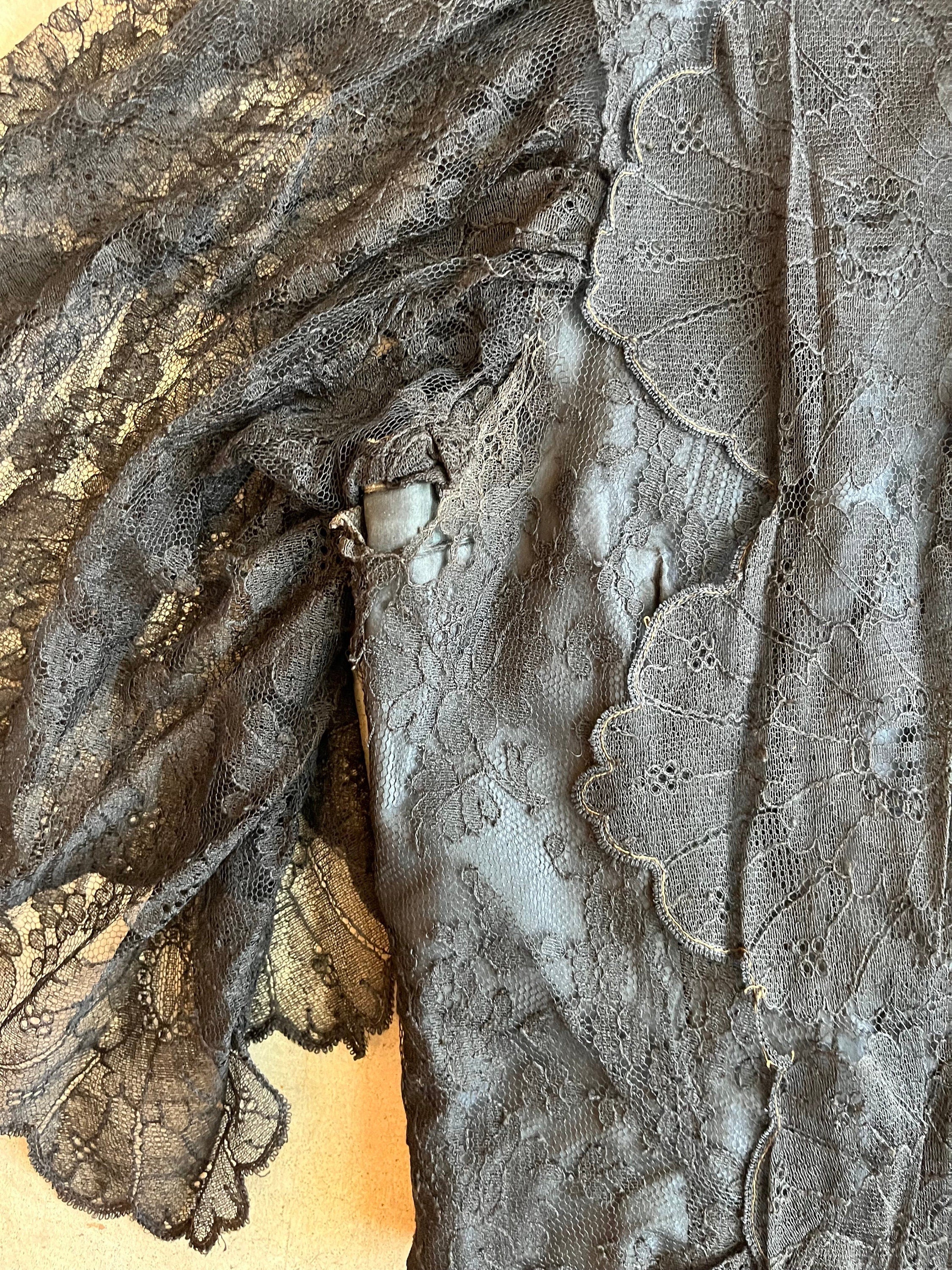 C. Victorian Black Lace Bodice Antique Victorian Clothing Historical Fashion - Image 4