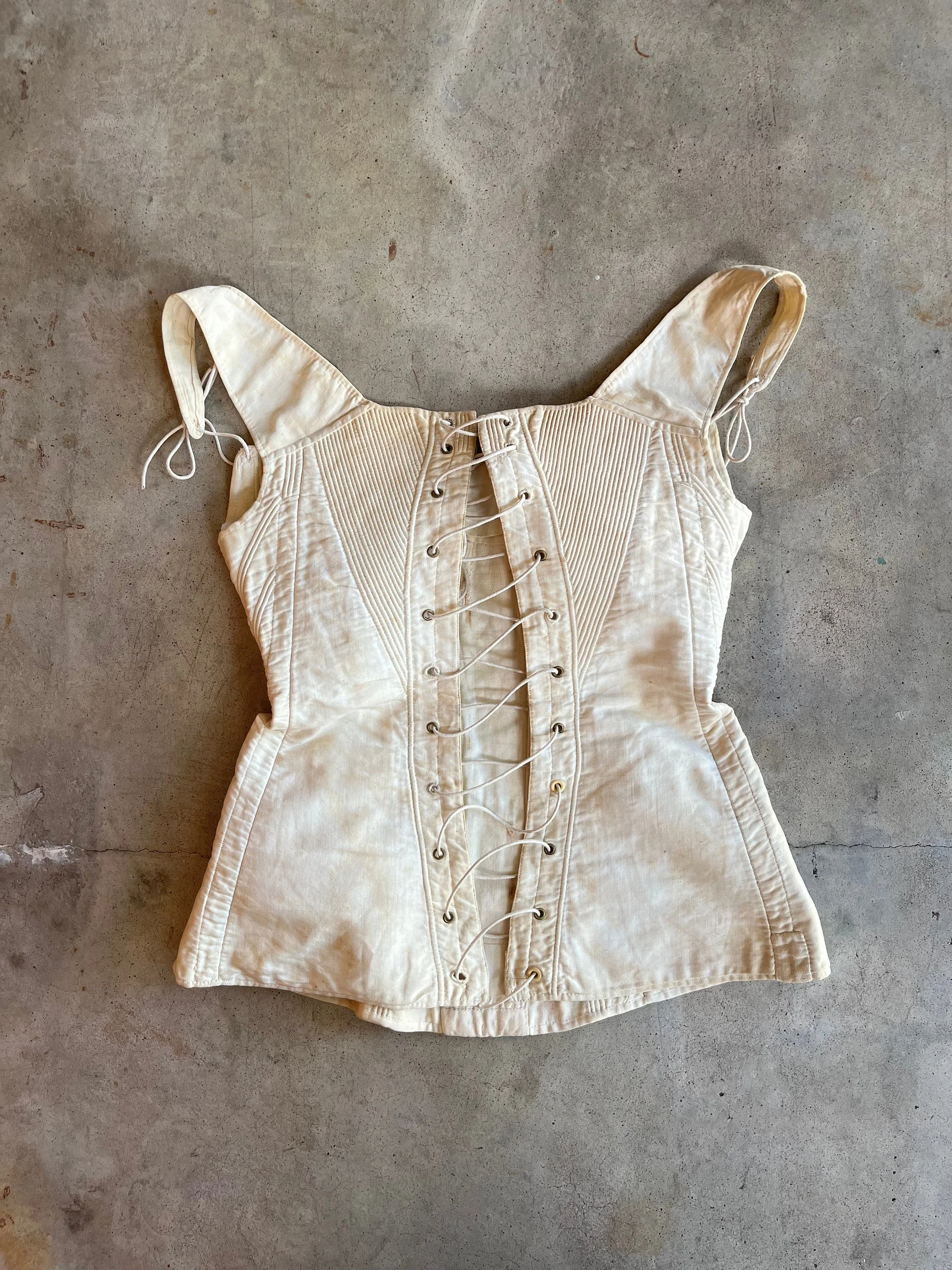 C. Victorian Corded Corset Antique Romantic Era Clothing Historical Fashion - Image 2