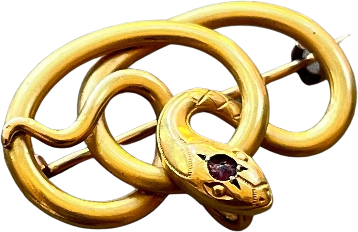 C. Victorian-Edwardian Rolled Gold Snake Brooch Antique Victorian Edwardian Jewelry
