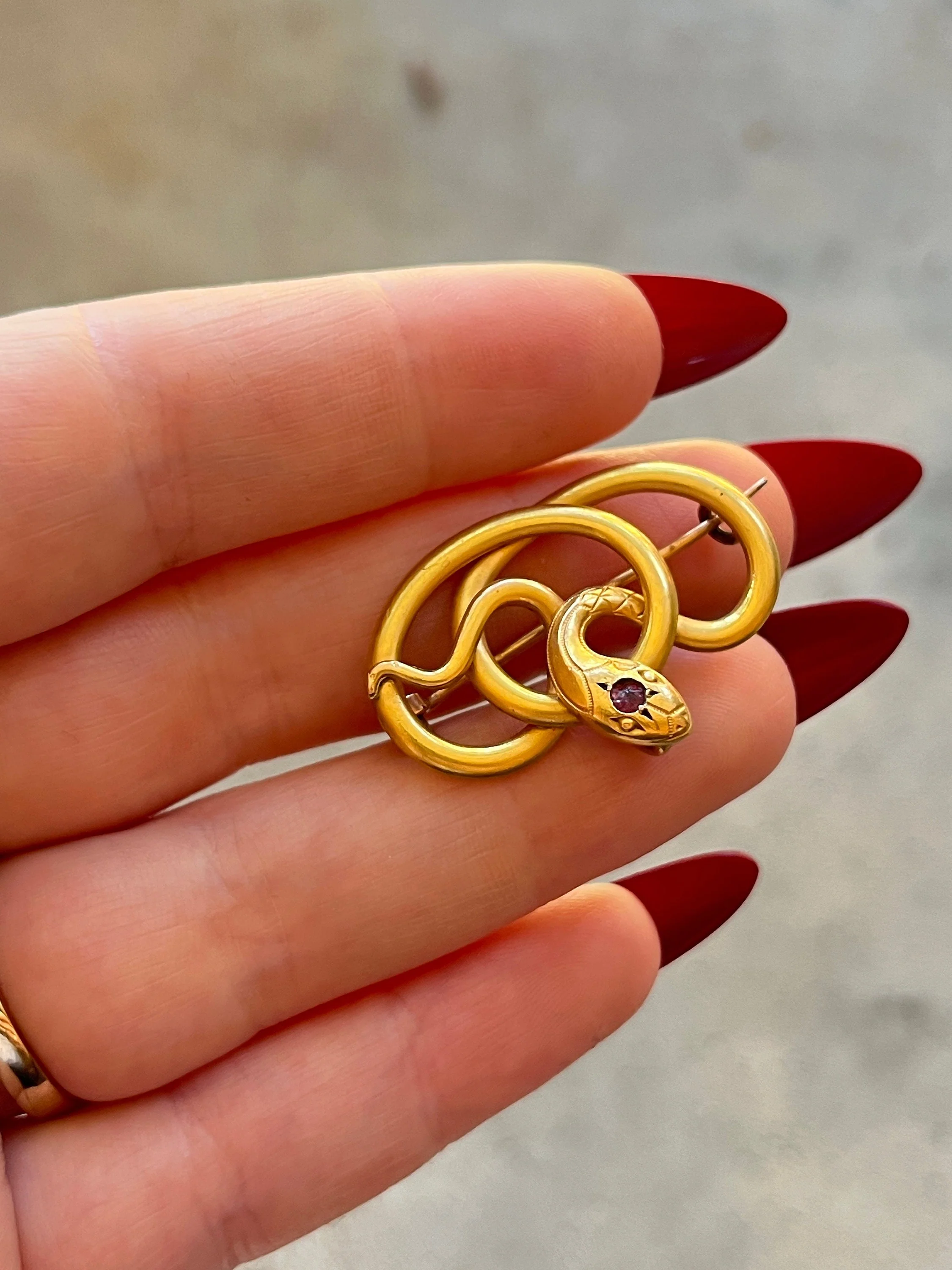 C. Victorian-Edwardian Rolled Gold Snake Brooch Antique Victorian Edwardian Jewelry - Image 3