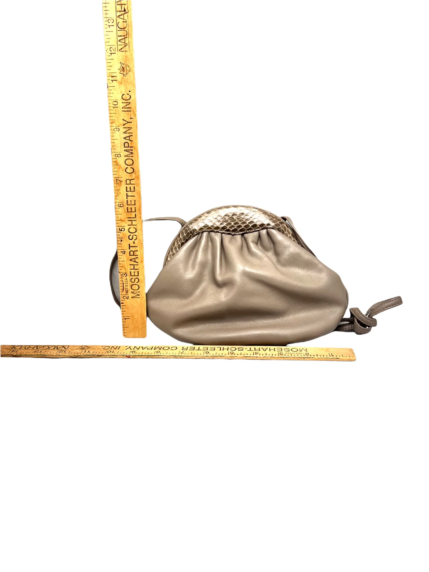 Calderon Leather Vintage 80s Crossbody Bag Gray Croc Print Accent by Anne Klein - Image 6
