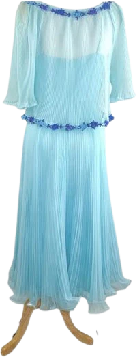 California 60s Chiffon Dress and Cape Vntg Style 1948b Sky Blue 10 by Miss Elliette
