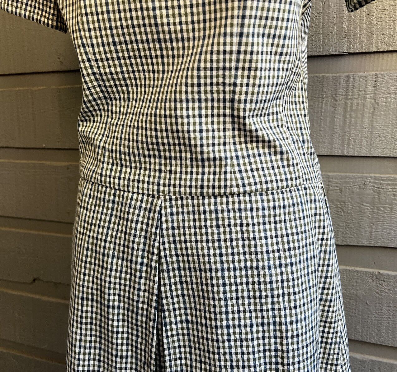 60s Blue Green Gingham Pleated School Girl Plaid Dress By California Girl - Image 11