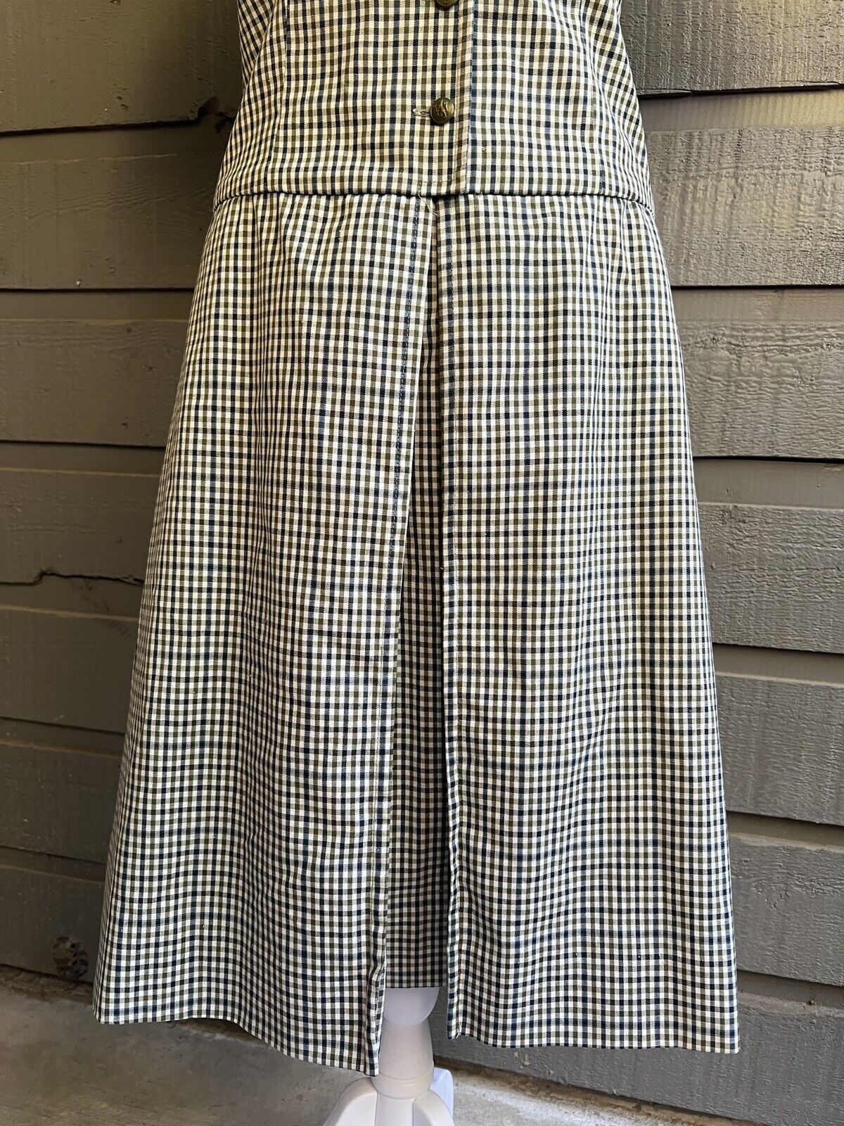 60s Blue Green Gingham Pleated School Girl Plaid Dress By California Girl - Image 7
