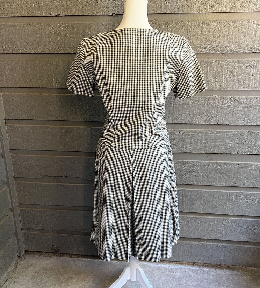 60s Blue Green Gingham Pleated School Girl Plaid Dress By California Girl - Image 8