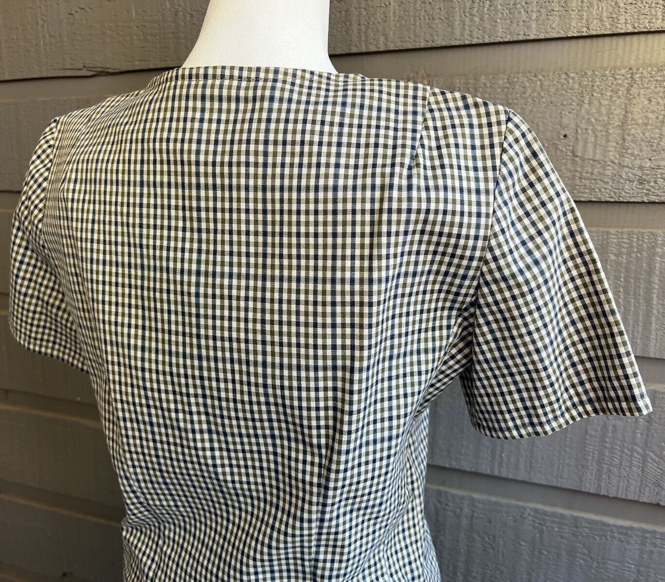 60s Blue Green Gingham Pleated School Girl Plaid Dress By California Girl - Image 9