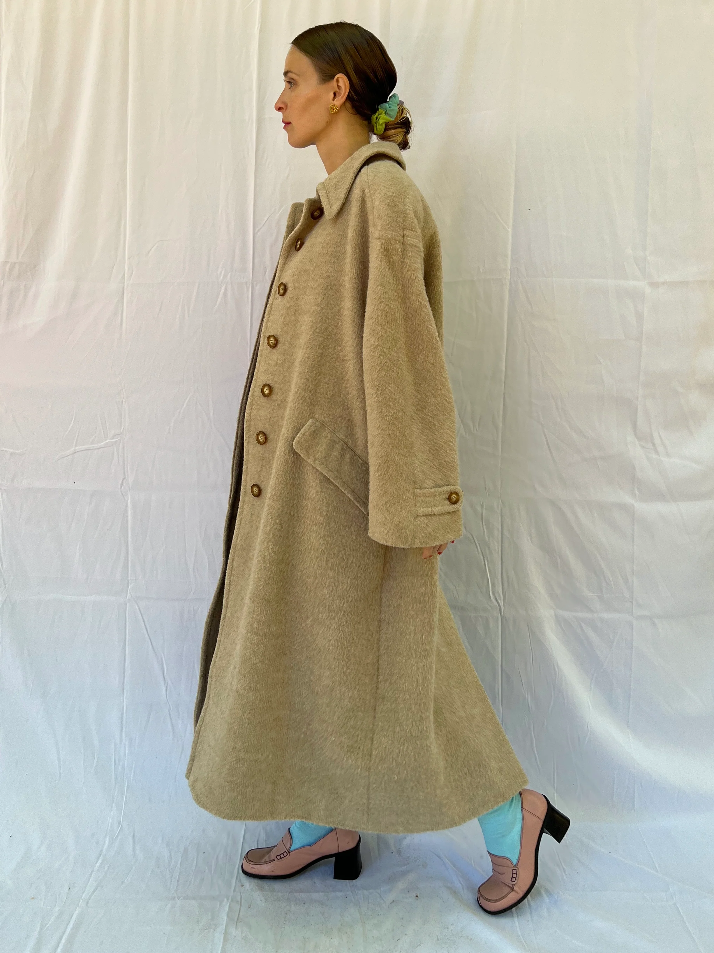 Camel Mohair Blend Duster Coat - Image 4