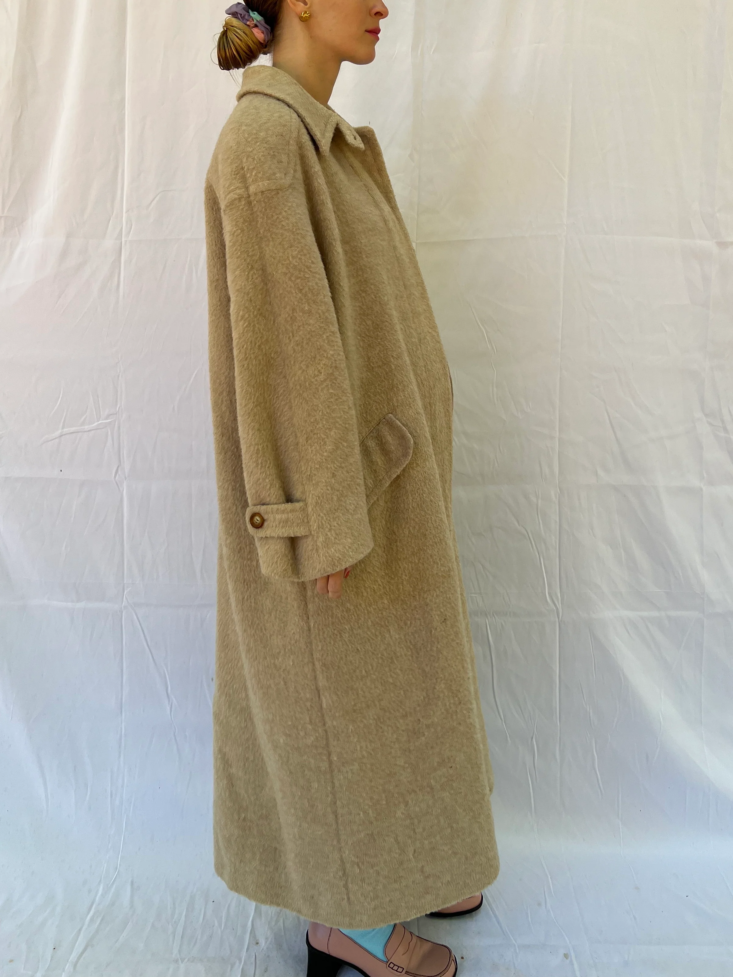 Camel Mohair Blend Duster Coat - Image 8