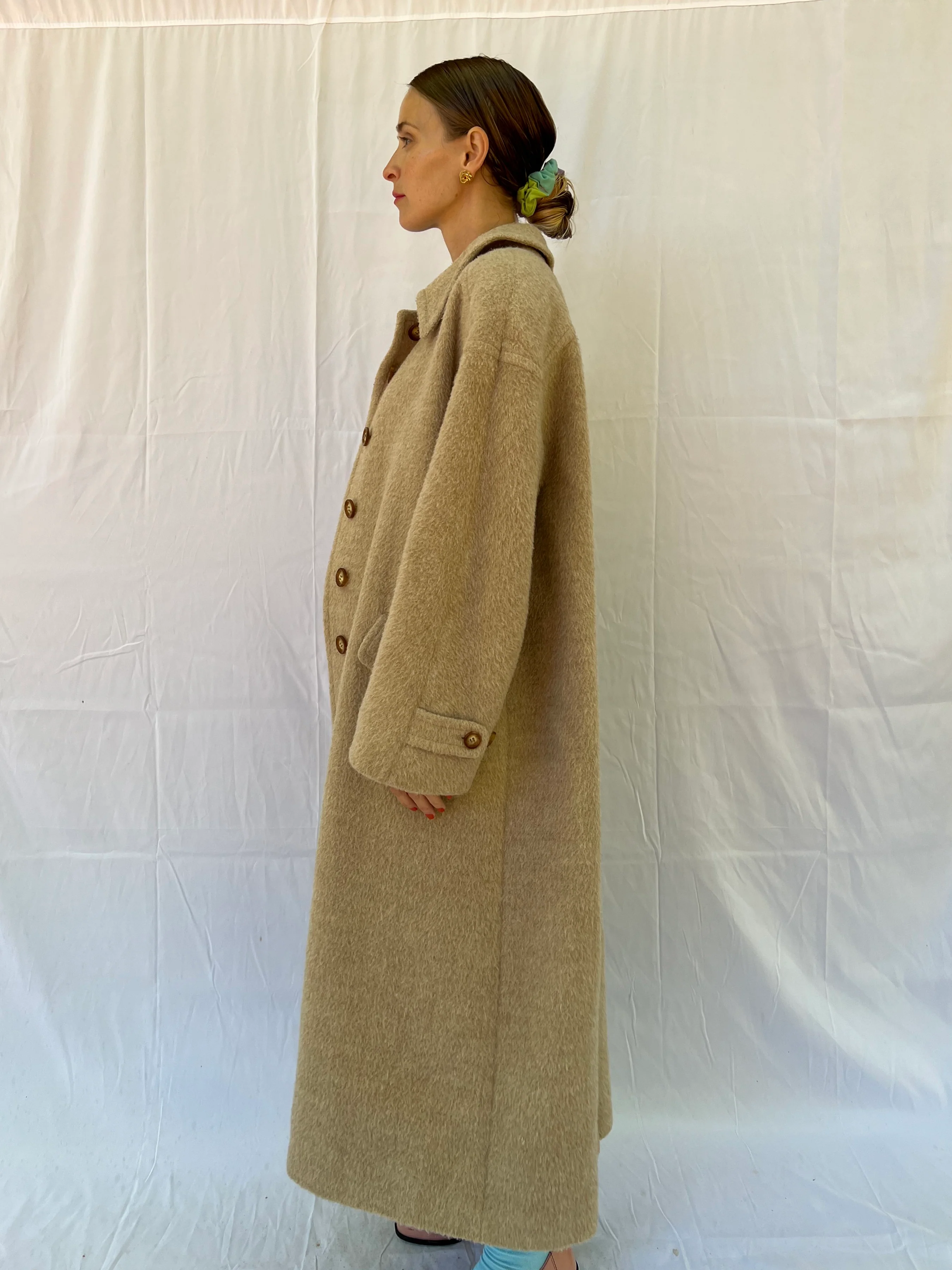 Camel Mohair Blend Duster Coat - Image 9