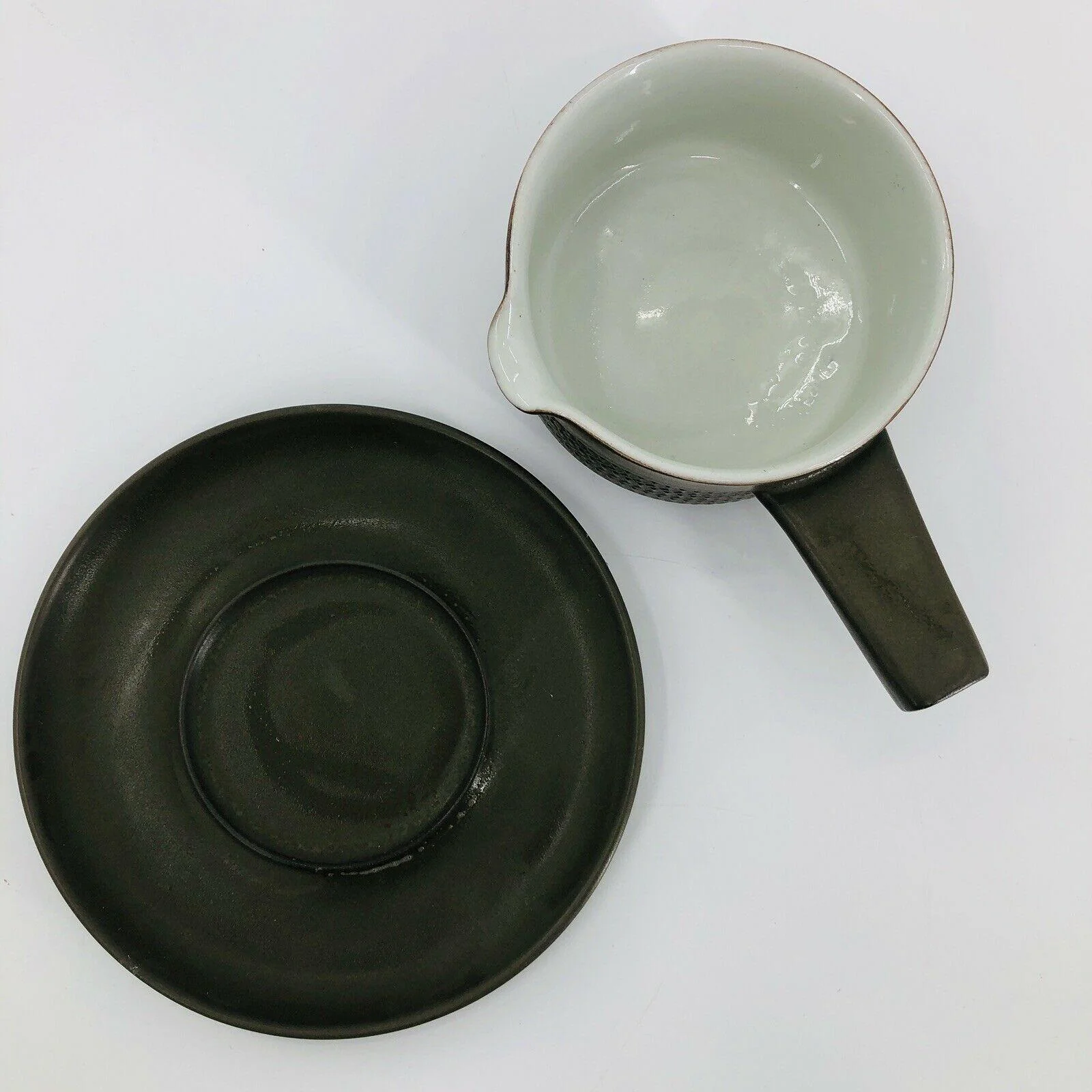 Camelot Gravy Boat and Underplate Saucer Green Vintage Mid Century - England by Denby - Image 4