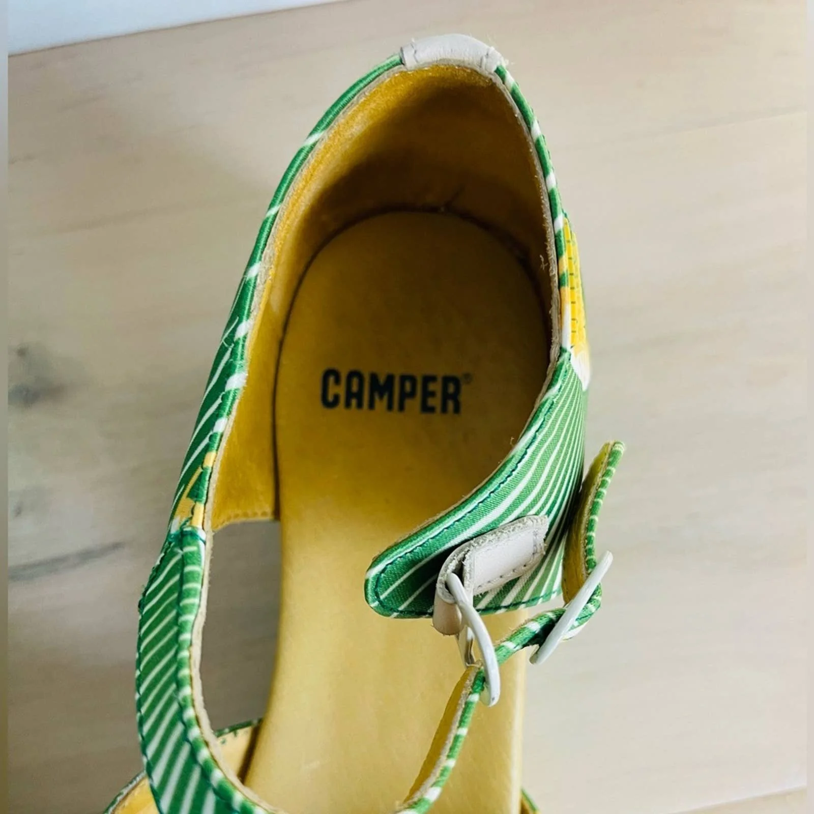 Camper T-Strap Shoes Funky Print Sunlight Print Green Yellow by Camper - Image 2