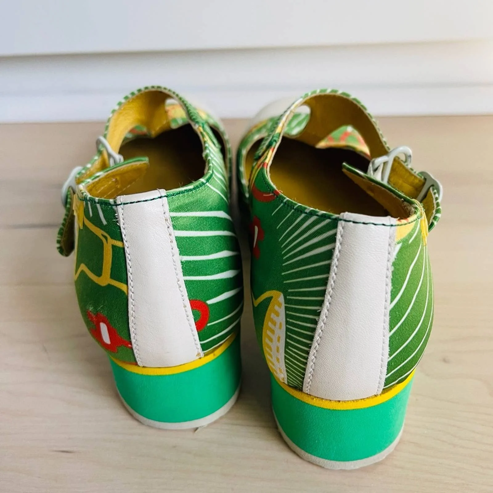 Camper T-Strap Shoes Funky Print Sunlight Print Green Yellow by Camper - Image 4