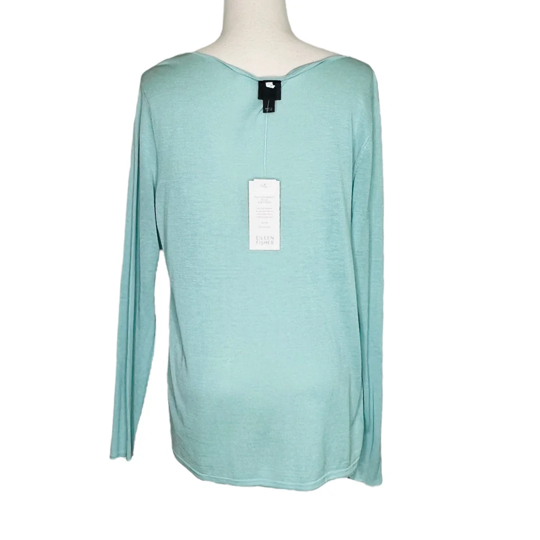 Capri V-Neck Long Sleeve Top Featherweight Silk Cotton Blue Sz M by Eileen Fisher - Image 4