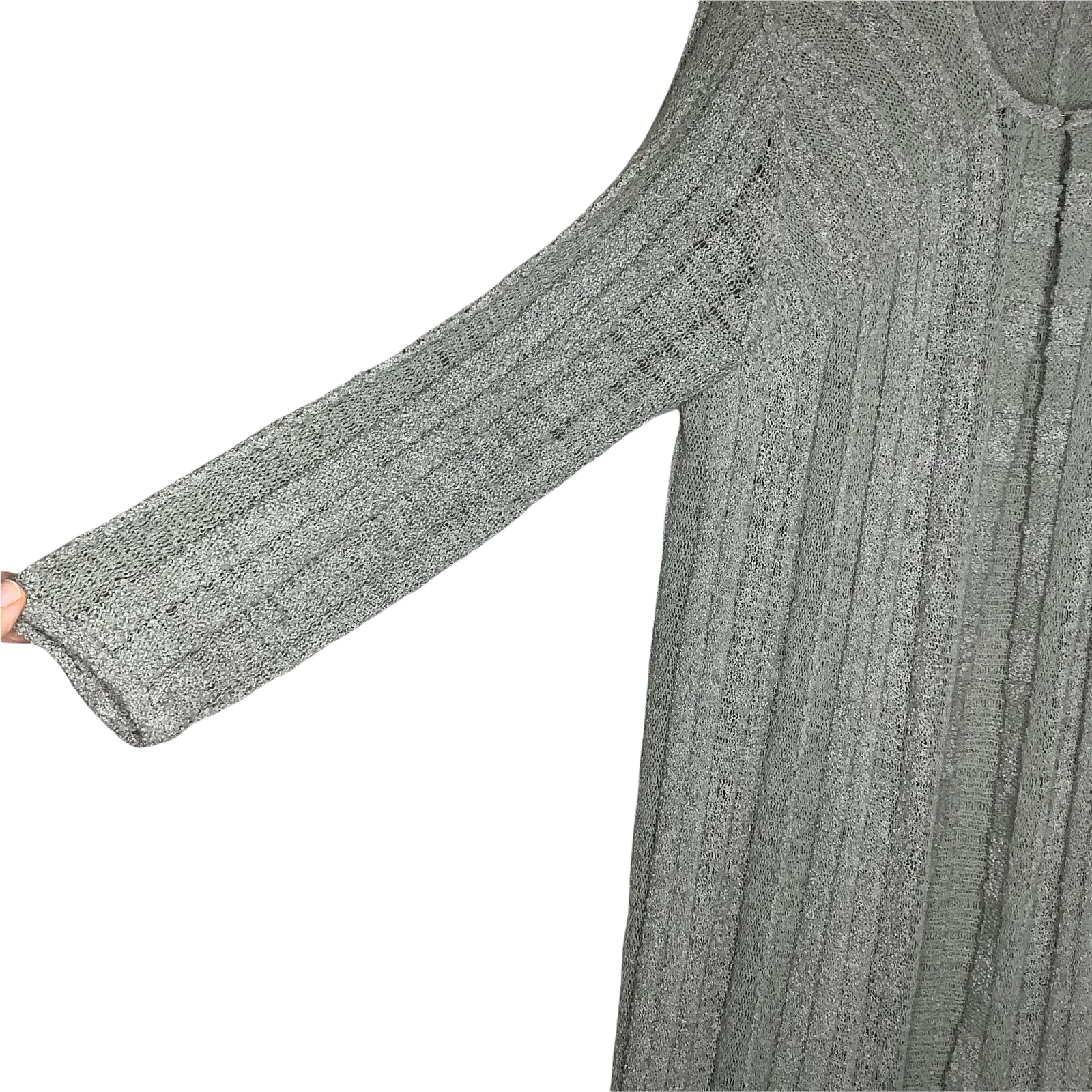 Cardigan 70s Long Knit Duster Sage Small Medium Textured Long Sleeve by Mary Farrin - Image 7
