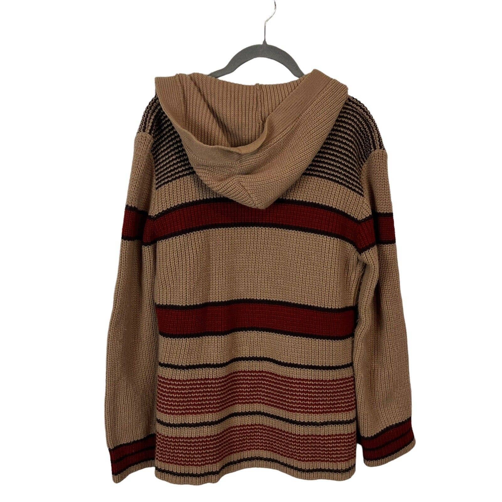 Cardigan 70s Retro Stripe Sweater 70s Stripe Open Front Belted Top Medium Hood - Image 3