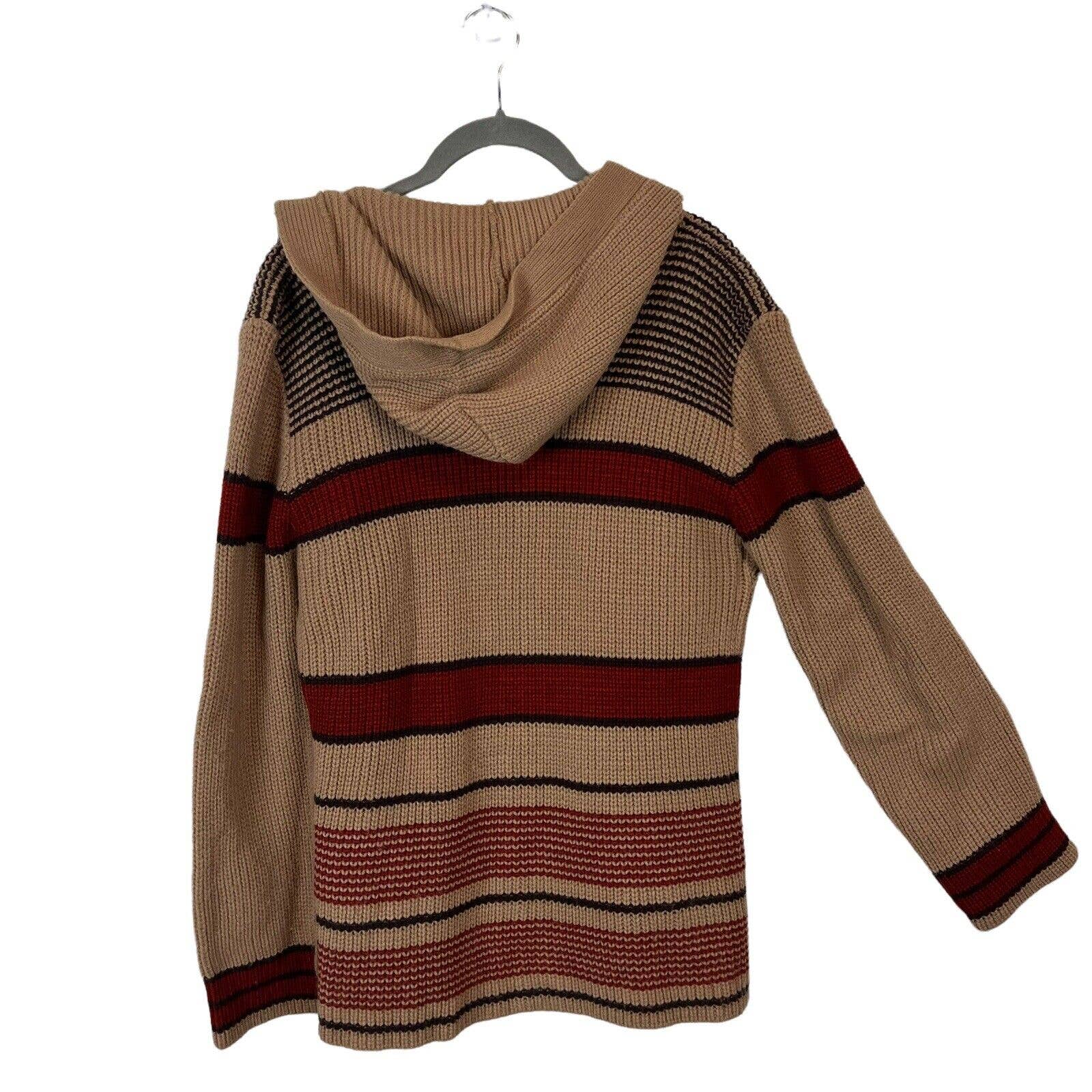 Cardigan 70s Retro Stripe Sweater 70s Stripe Open Front Belted Top Medium Hood - Image 4