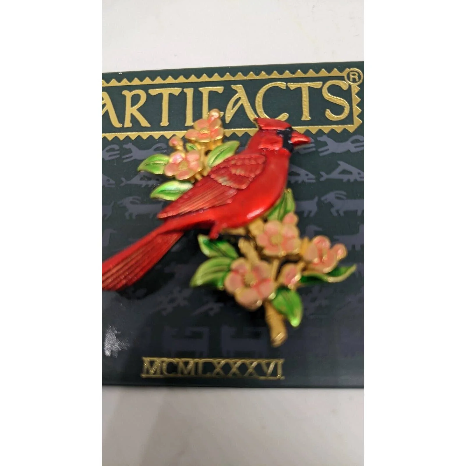 Cardinal Enamel Pin Brooch Red Bird Vintage by JJ Jonnette - Image 2
