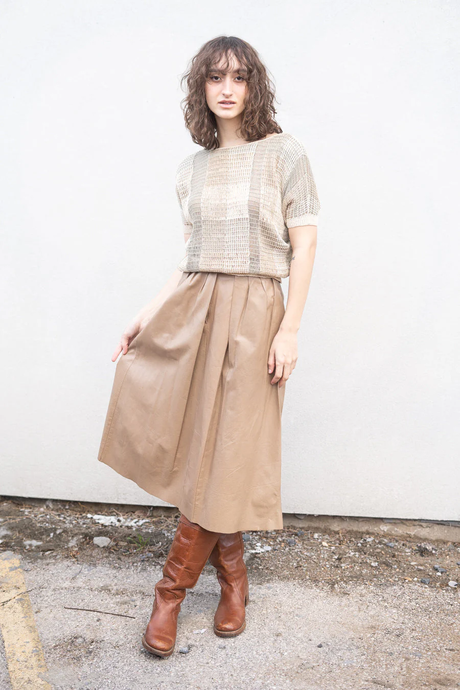 Carla Tan Leather Skirt by Carla - Image 2