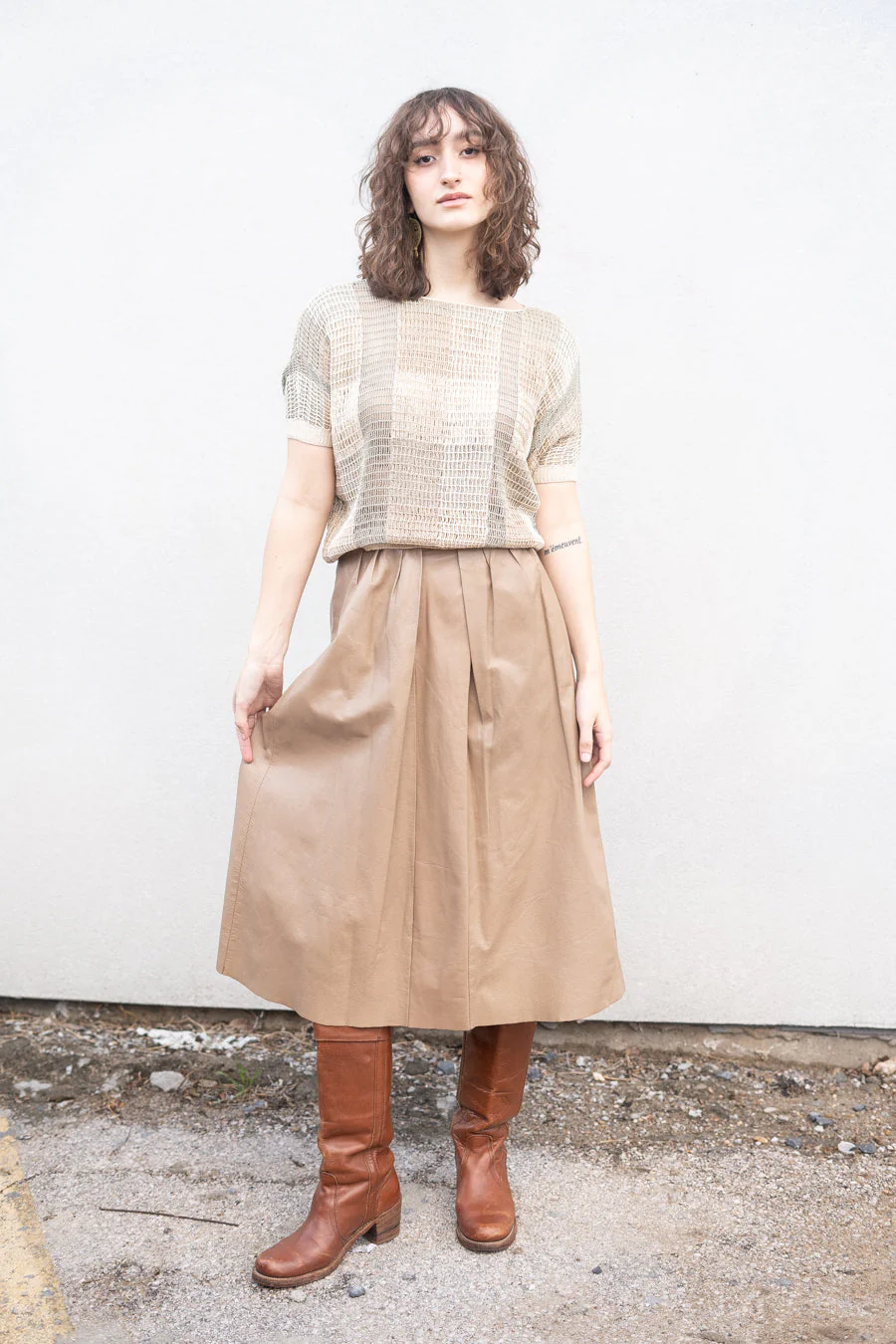 Carla Tan Leather Skirt by Carla - Image 4