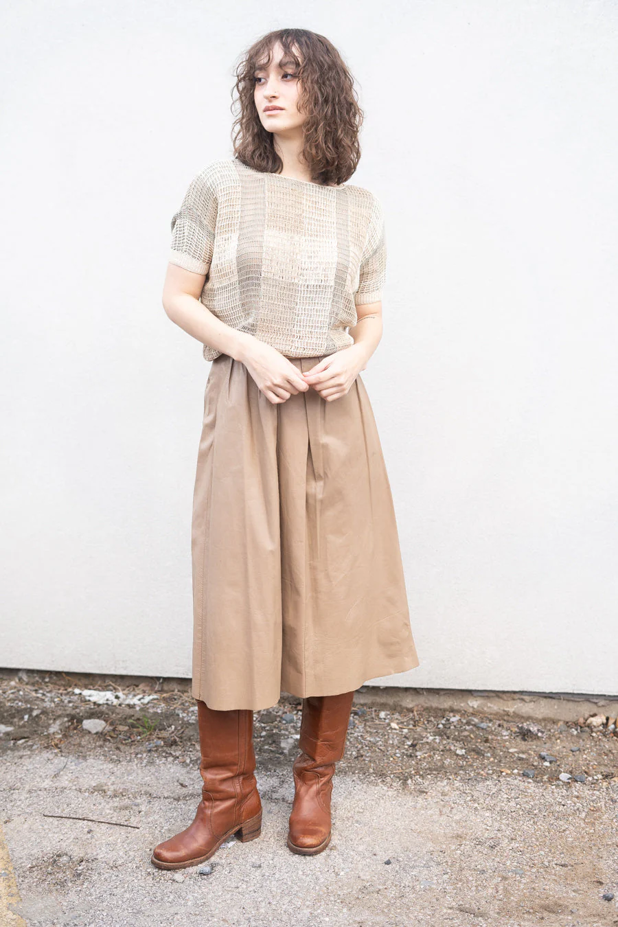 Carla Tan Leather Skirt by Carla - Image 5