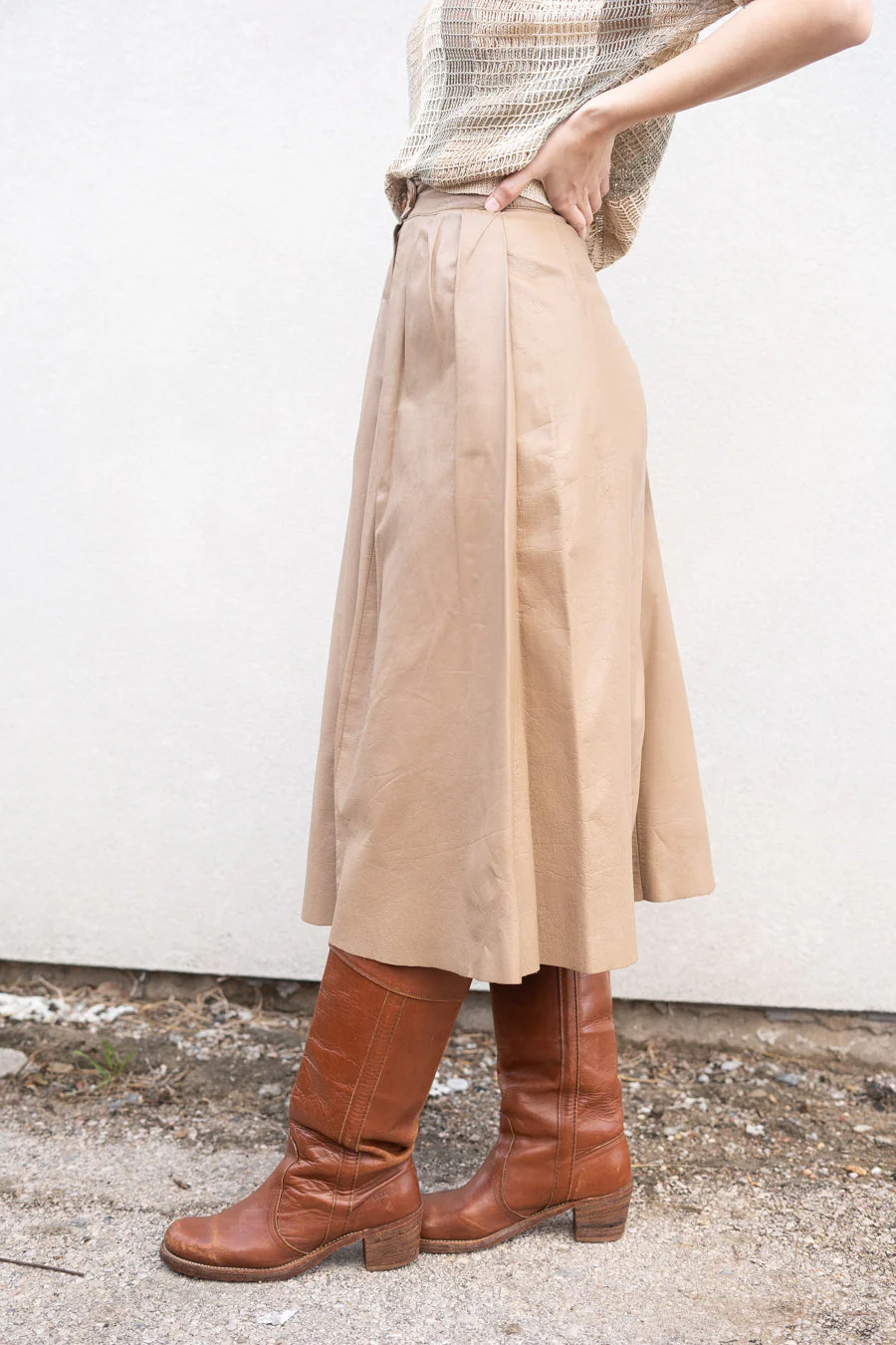 Carla Tan Leather Skirt by Carla - Image 6