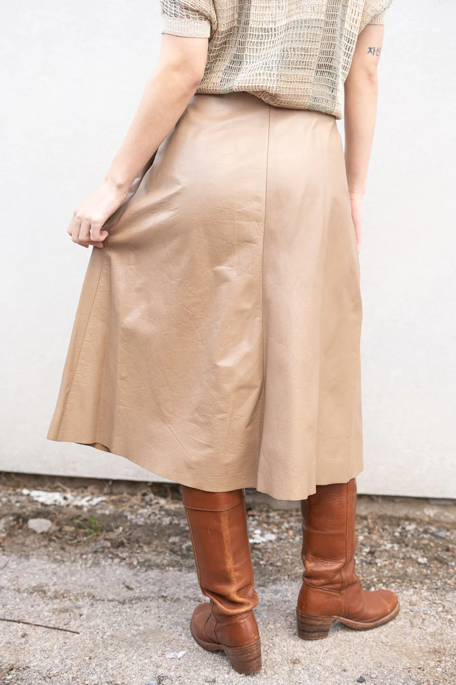Carla Tan Leather Skirt by Carla - Image 7