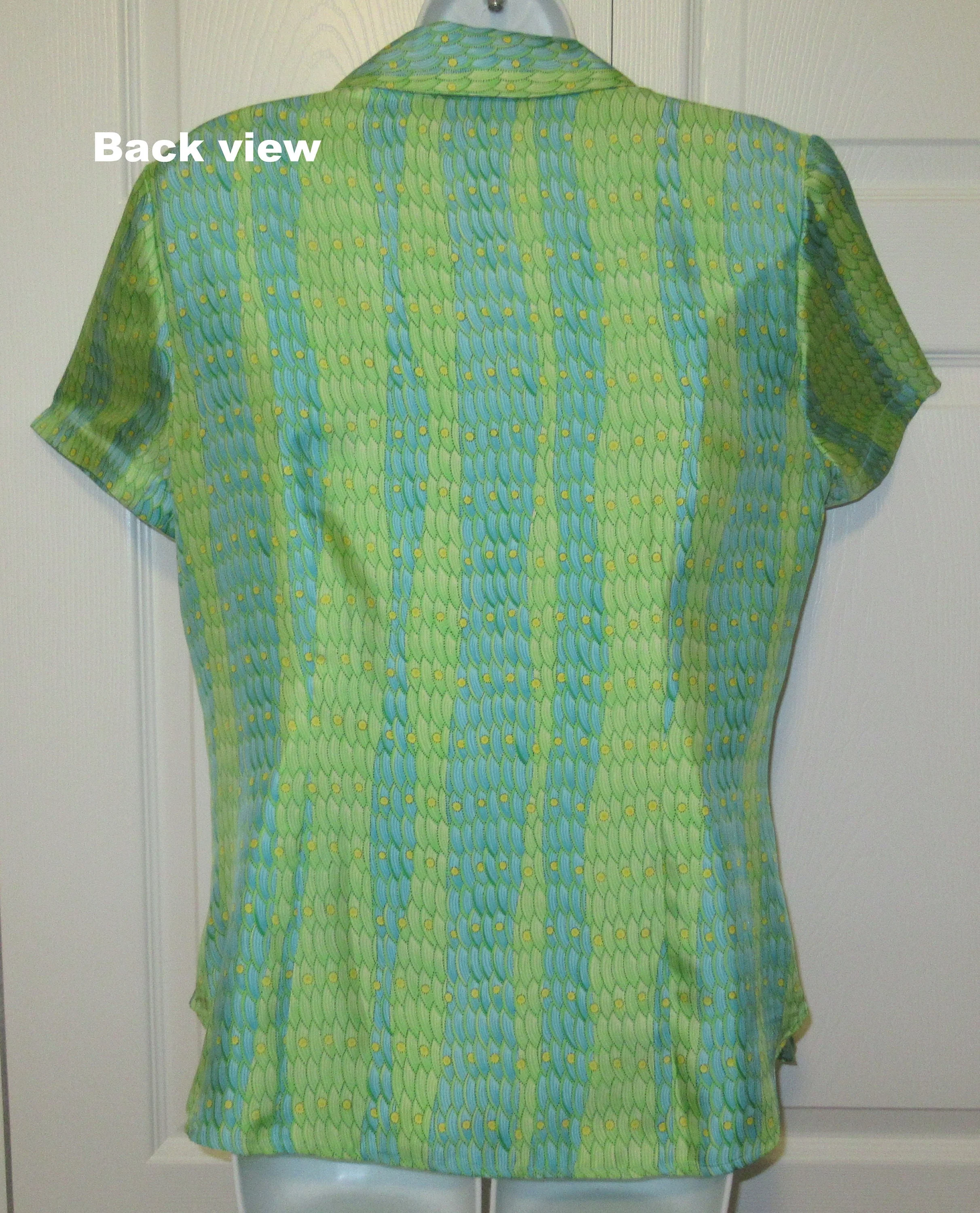 Carlisle Blouse Silk Greenteal Made In British Crown Colony of Hong Kong 8 Front Buttons Short Sleeve Collar by Carlisle - Image 10