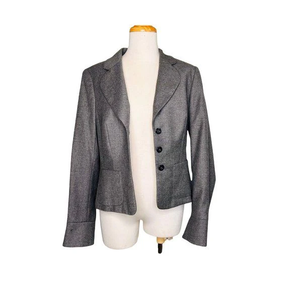 Cashmere Blend Jacket Blazer Gray Pockets Size 40 Us 8 by Escada - Image 4