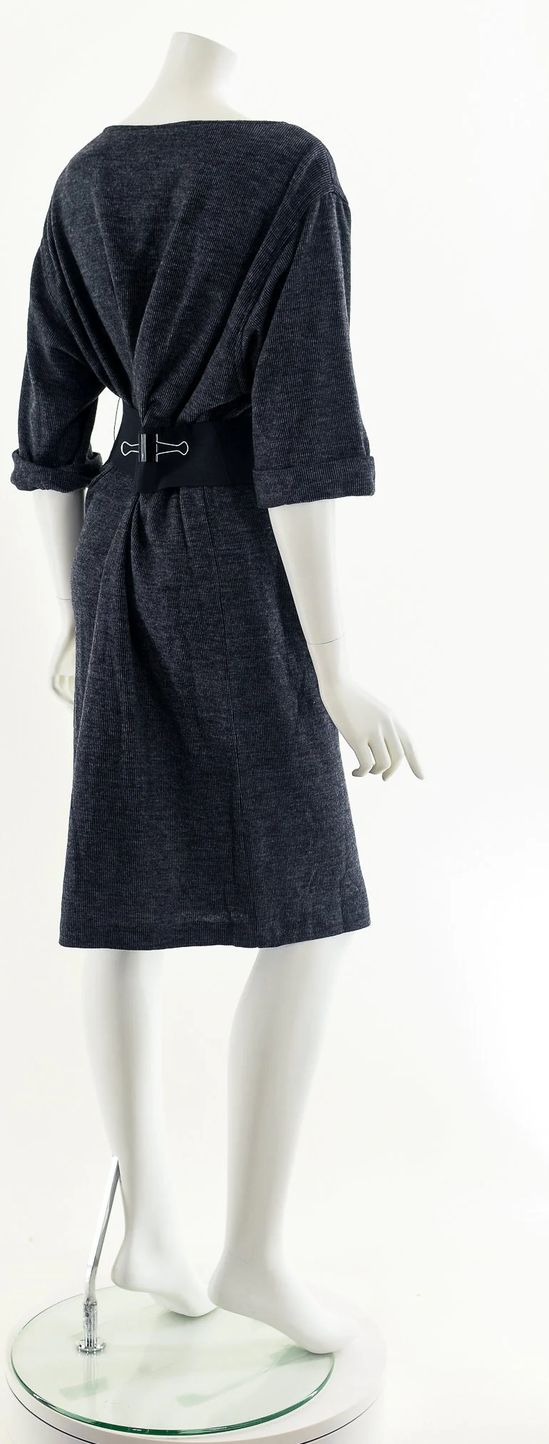 Charcoal Gray Ribbed T-Shirt Dress by Taurus II - Image 2