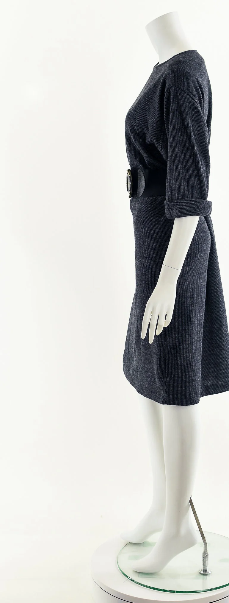 Charcoal Gray Ribbed T-Shirt Dress by Taurus II - Image 9